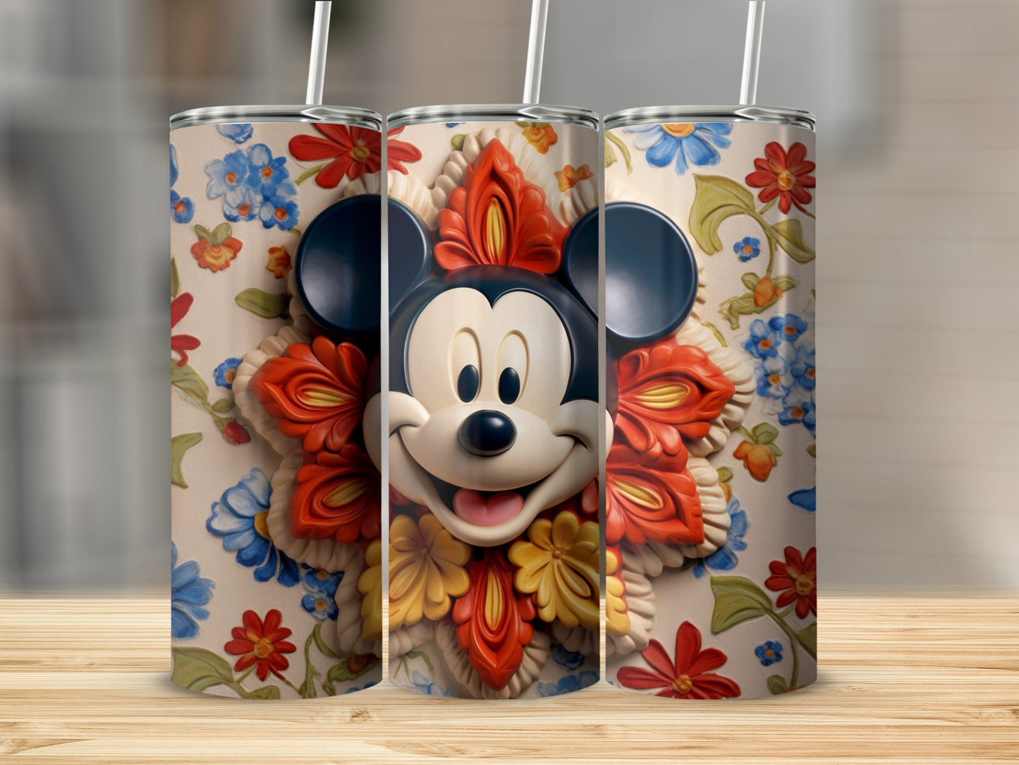 Colorful Mickey Mouse Floral Design Tumbler Product