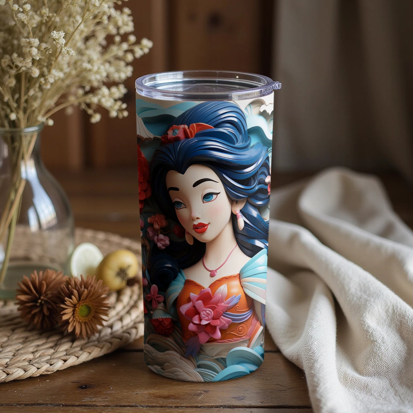 Beautifully Intricate Floral Art Travel Tumbler
