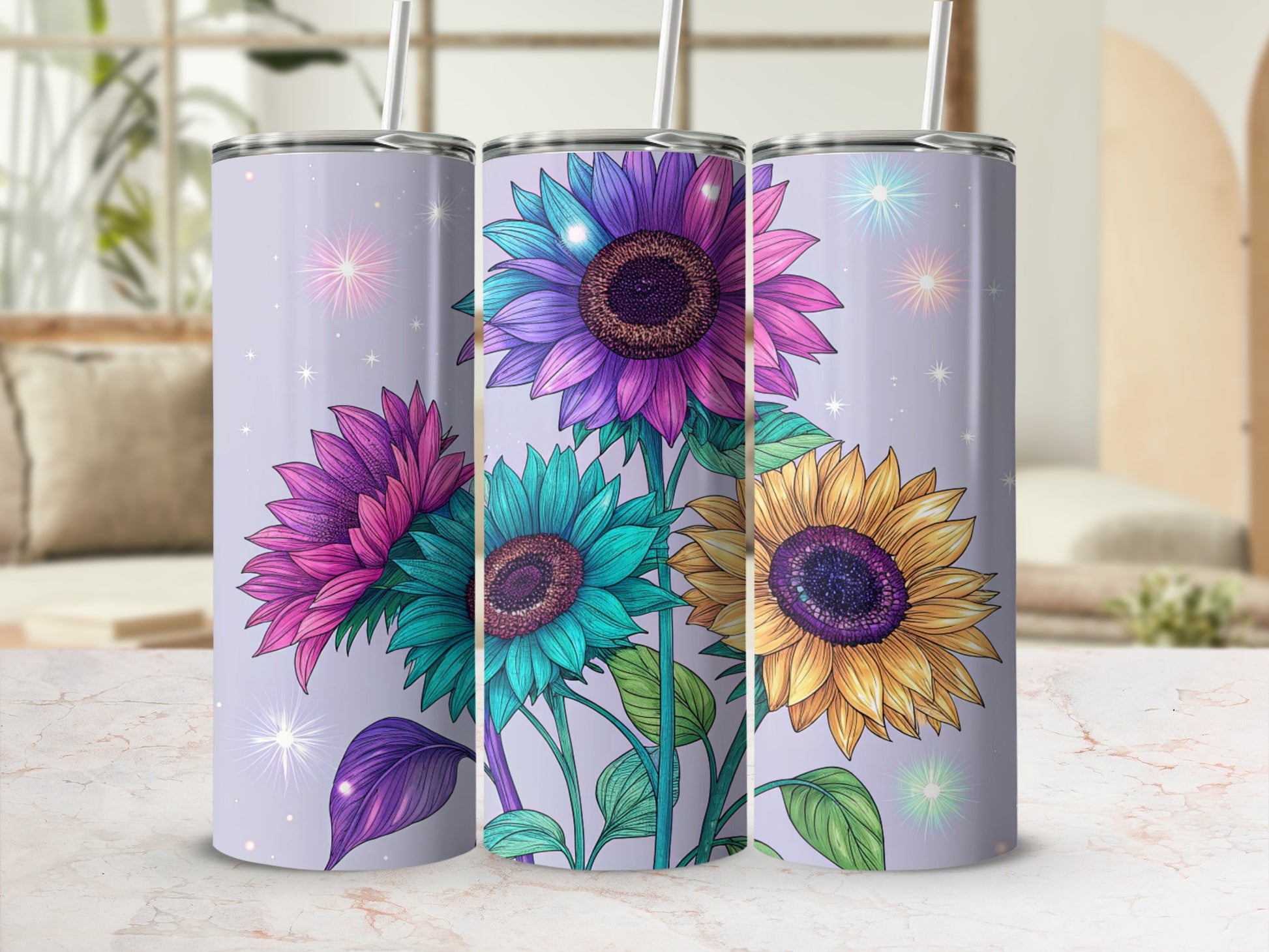 Colorful Sunflowers Design Tall Tumbler Cup