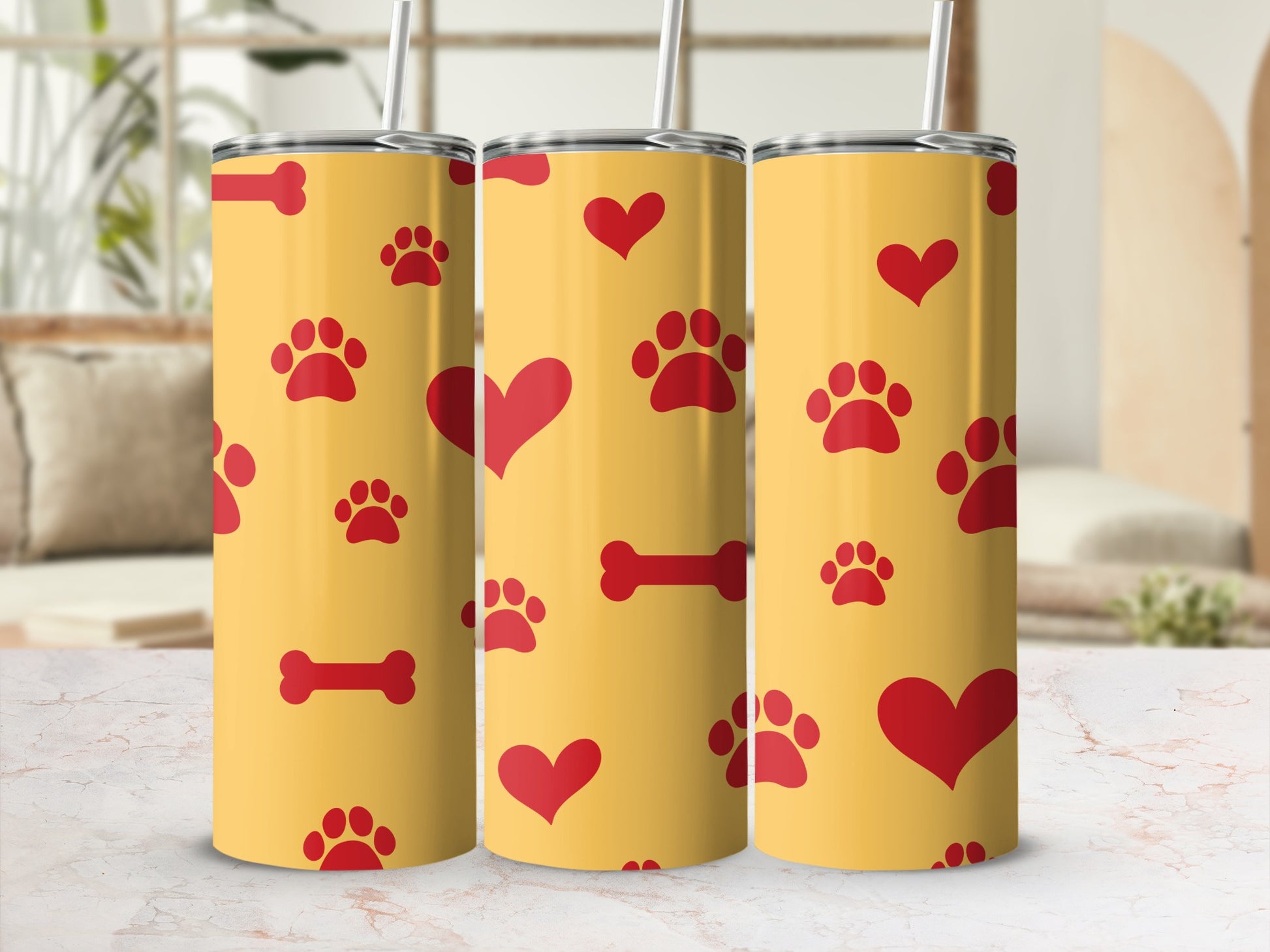 Adorable Paw Prints and Hearts Travel Mug