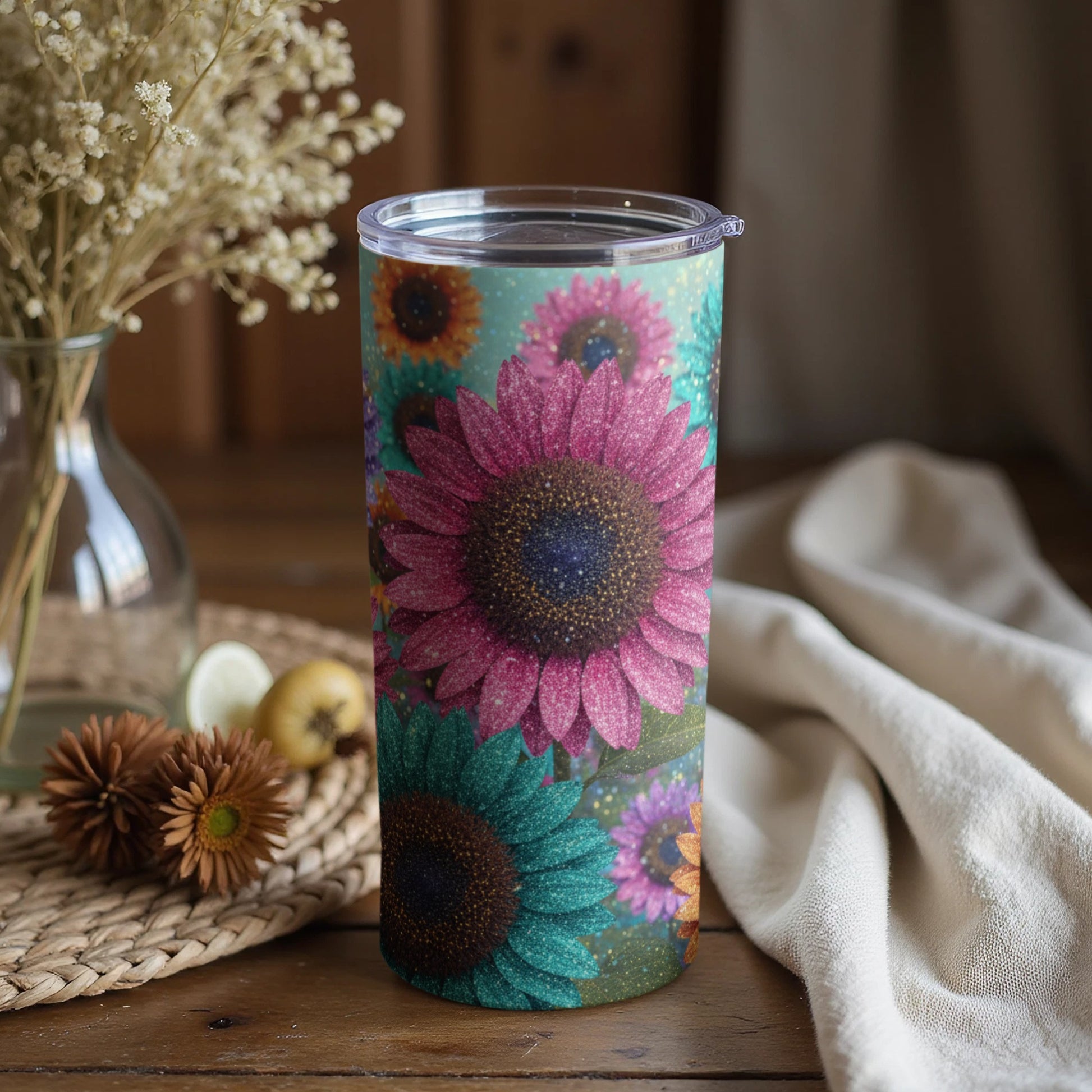 Vibrant Floral Design Reusable Insulated Tumbler