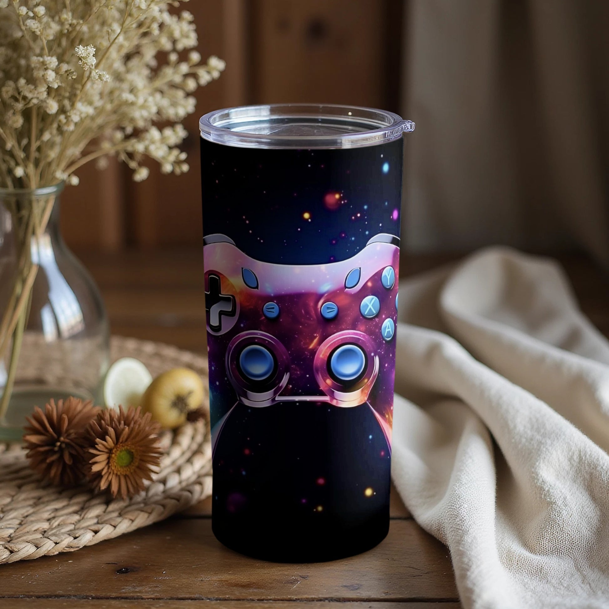 Gaming Galaxy Controller Design Tumbler Cup with Lid