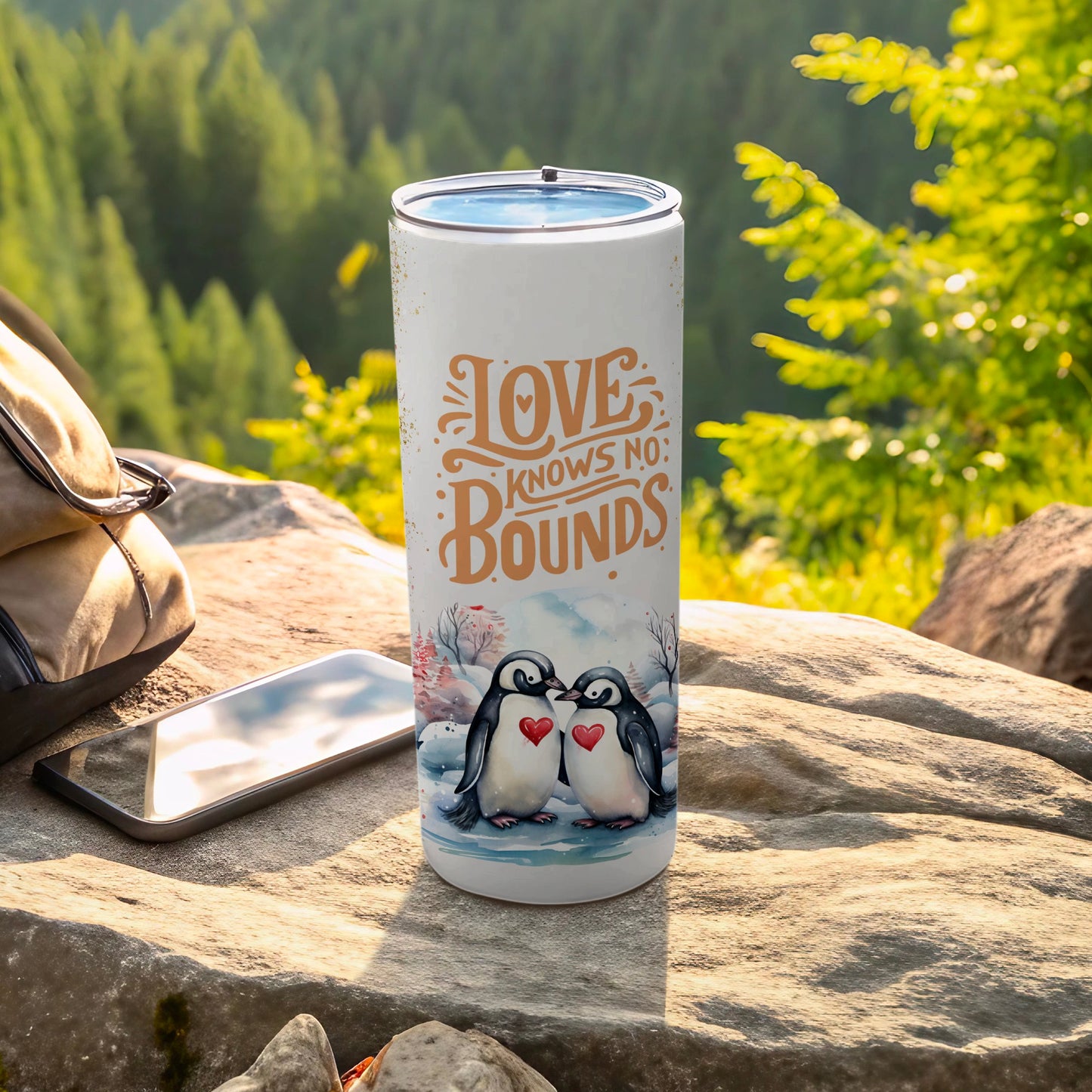 Love Knows No Bounds Penguin Travel Tumbler