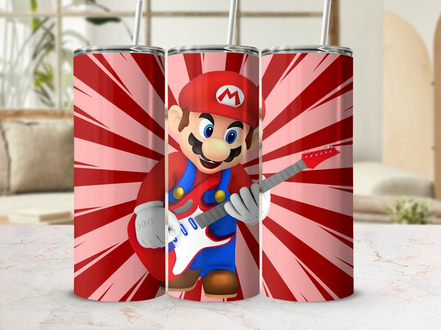 Cartoon Character with Guitar Tumbler Cup Design