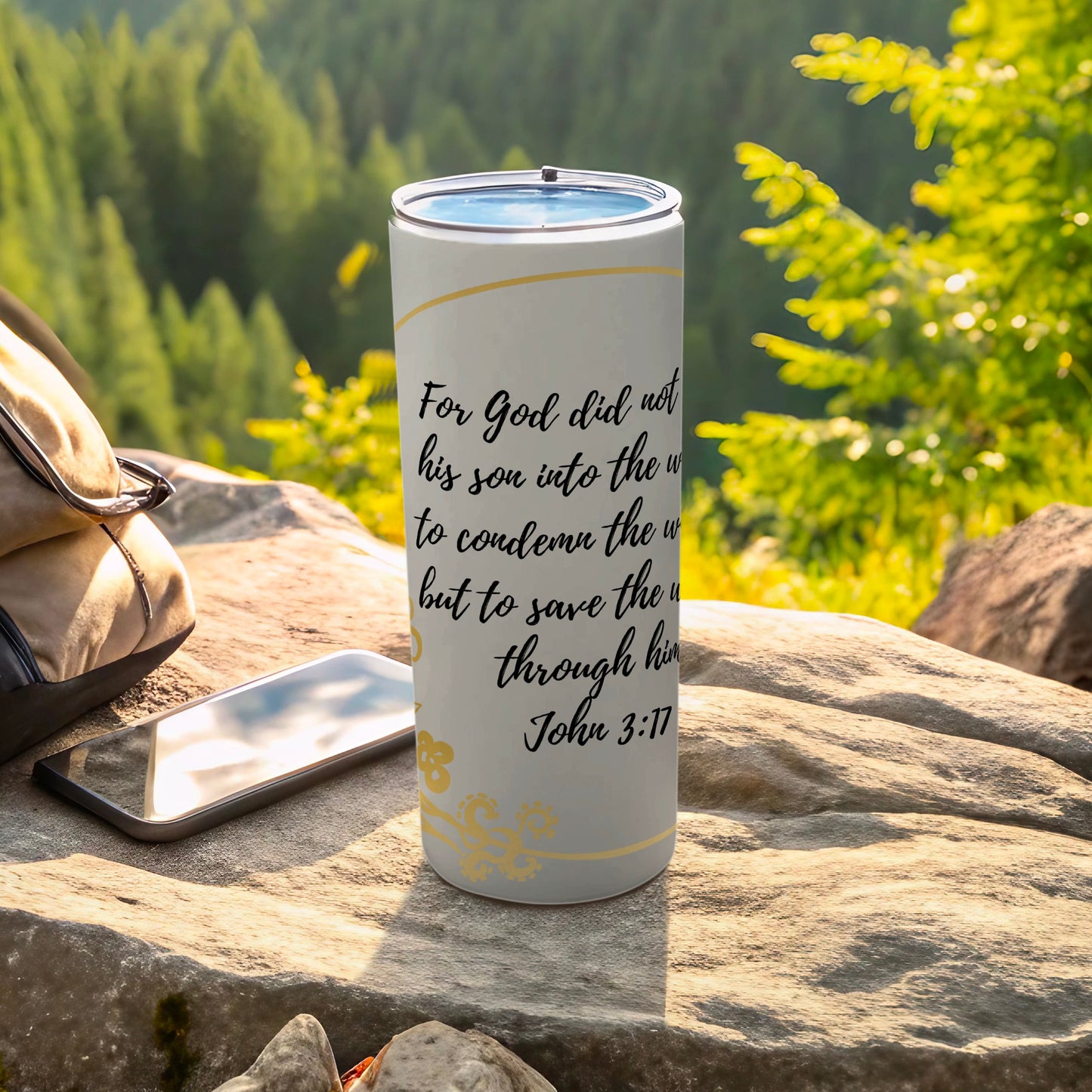 Inspirational John 3:17 Quote Travel Mug for Outdoor Enthusiasts