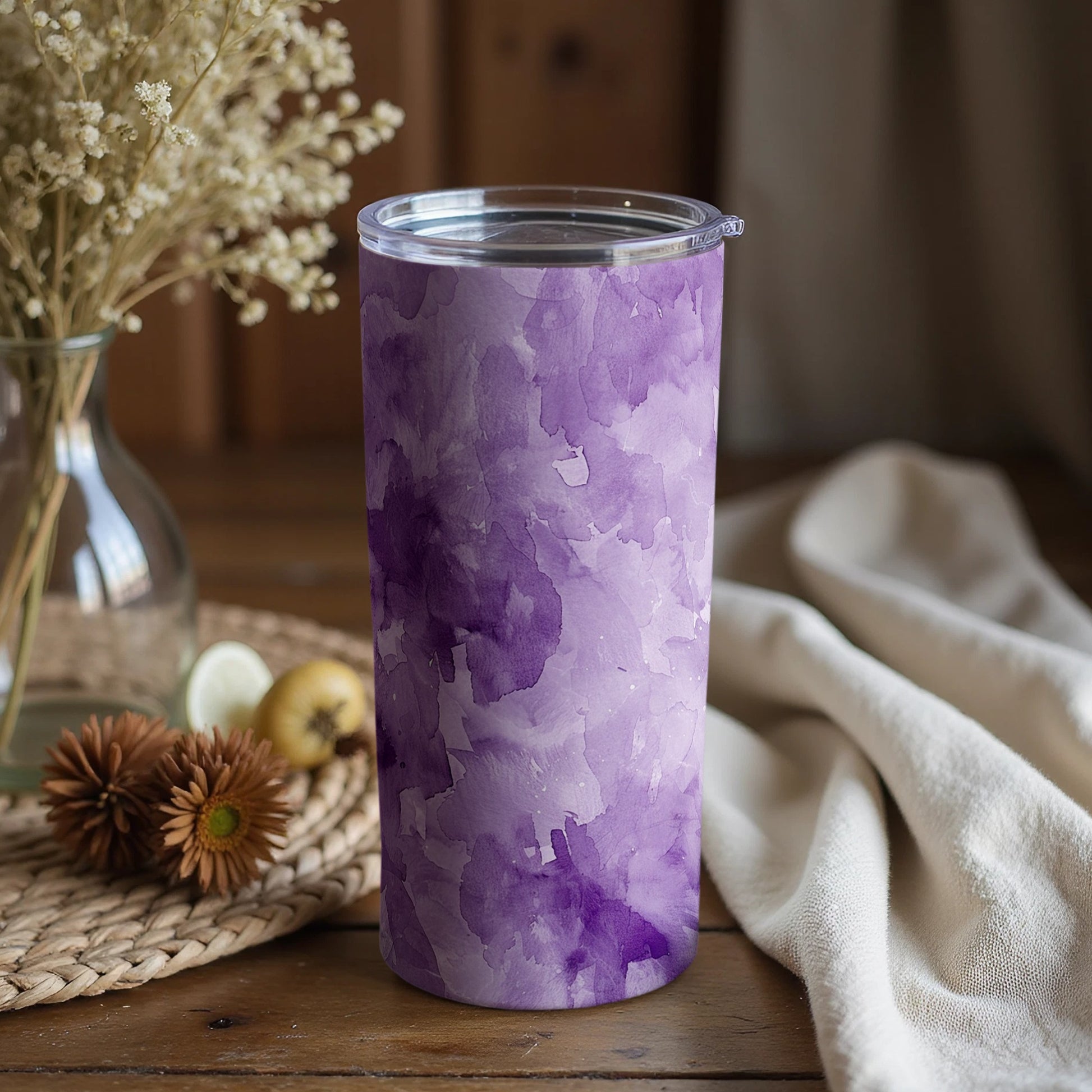 Purple Watercolor Insulated Tumbler with Lid Product