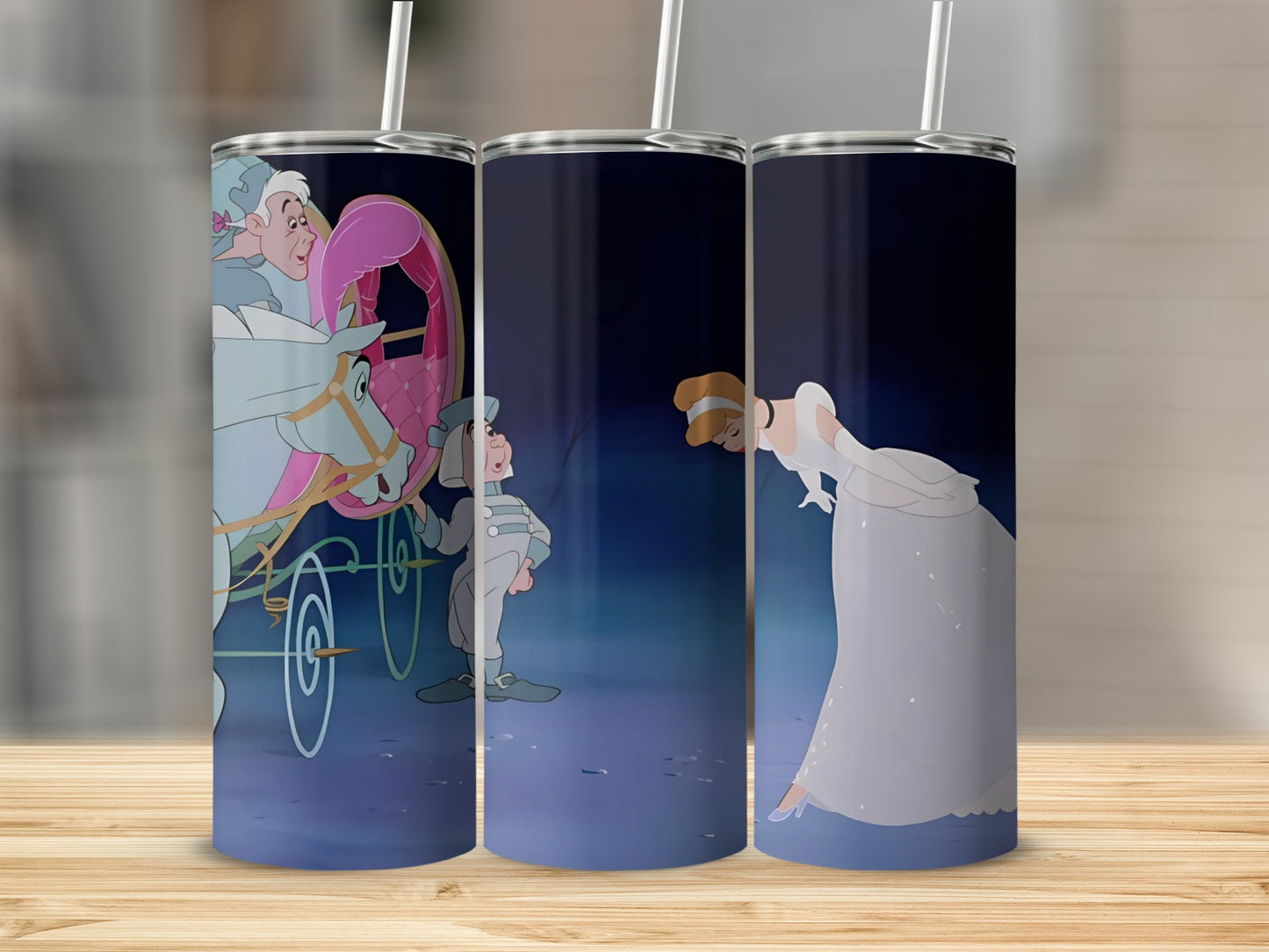Cinderella Carriage and Princess Design Tumbler Cup