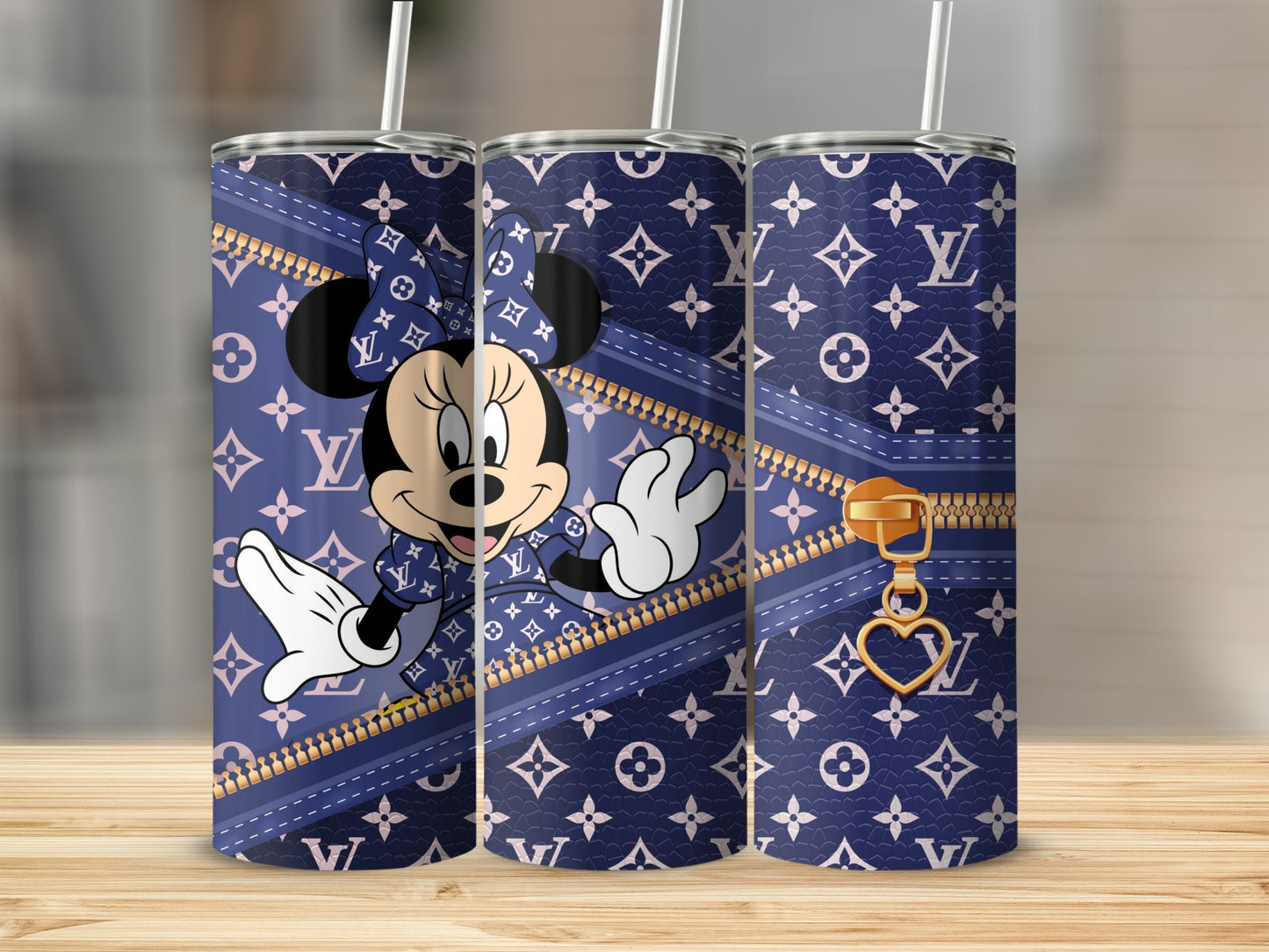 Minnie Mouse and LV Pattern Themed Tumbler Design