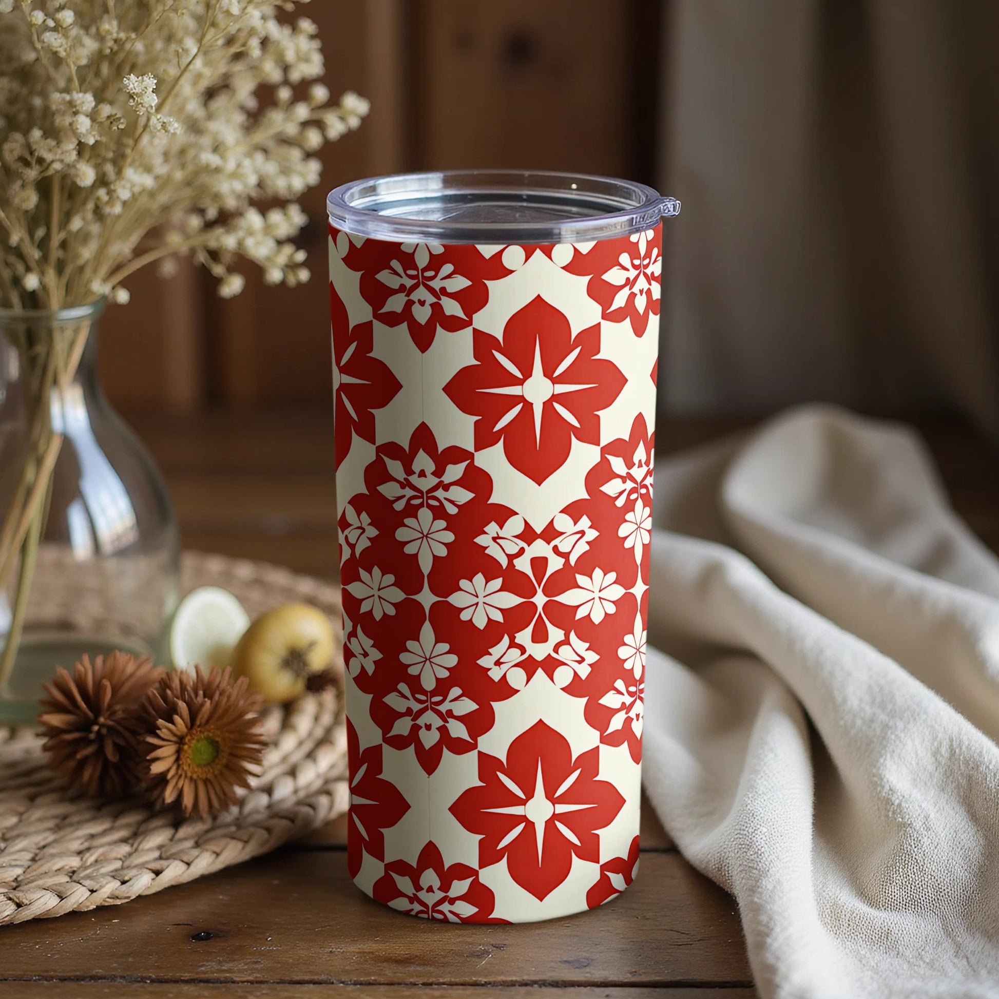 Red Blossom Pattern Insulated Tumbler product