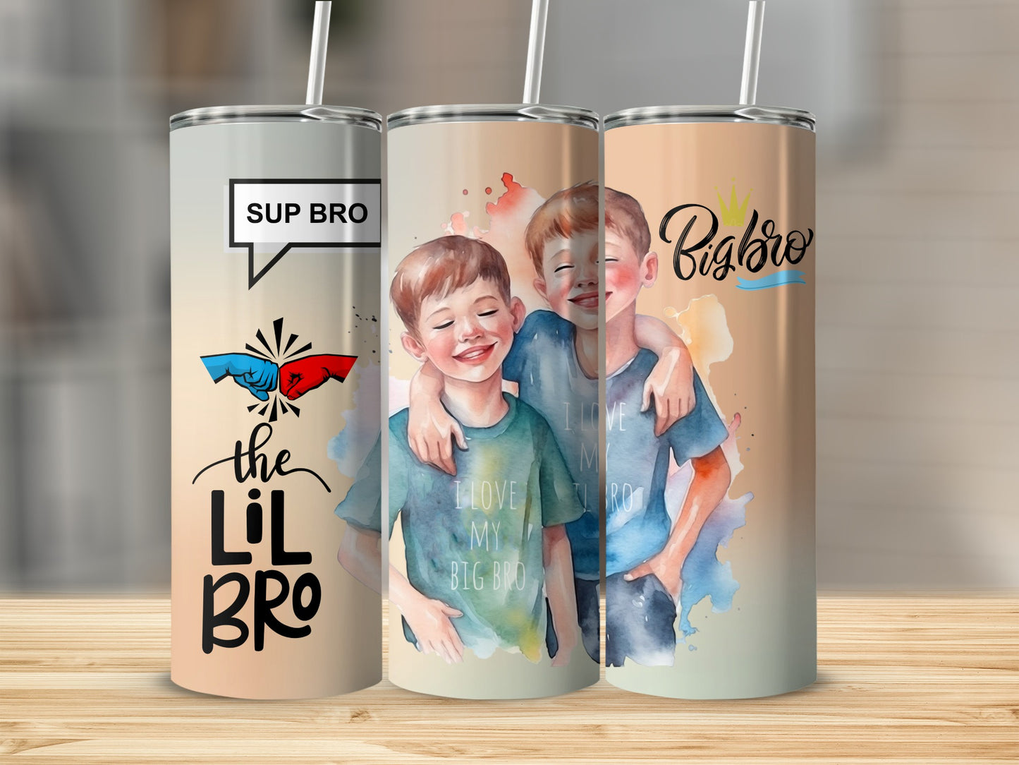 Sup Bro Lil Bro Big Bro Custom Tumbler Set for Siblings