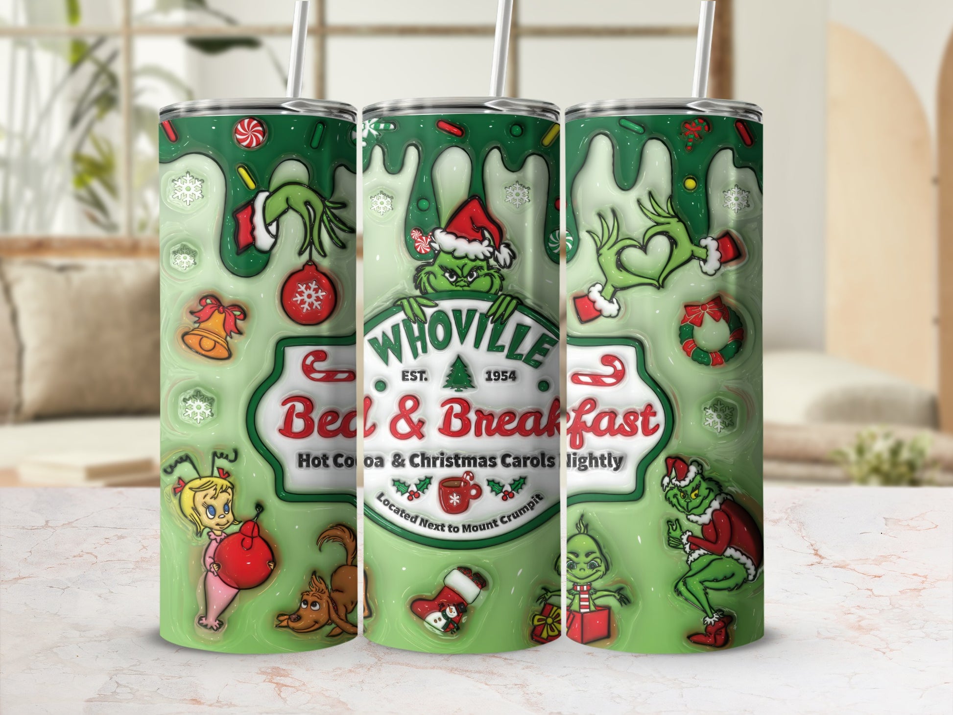 Whoville Bed & Breakfast Christmas Grinch Tumbler