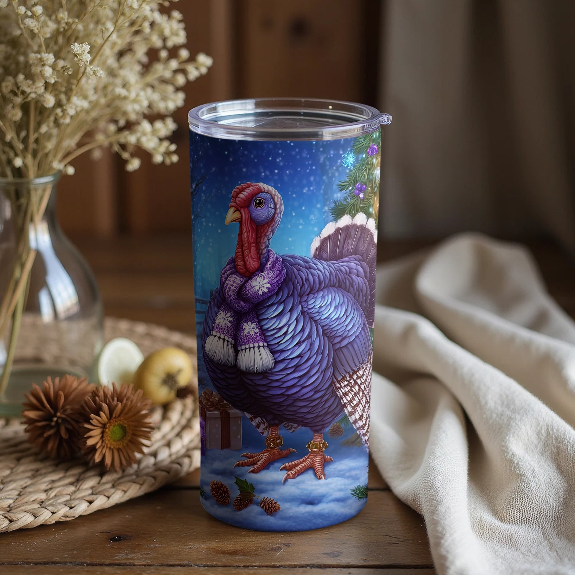 Festive Christmas Turkey Insulated Tumbler Cup