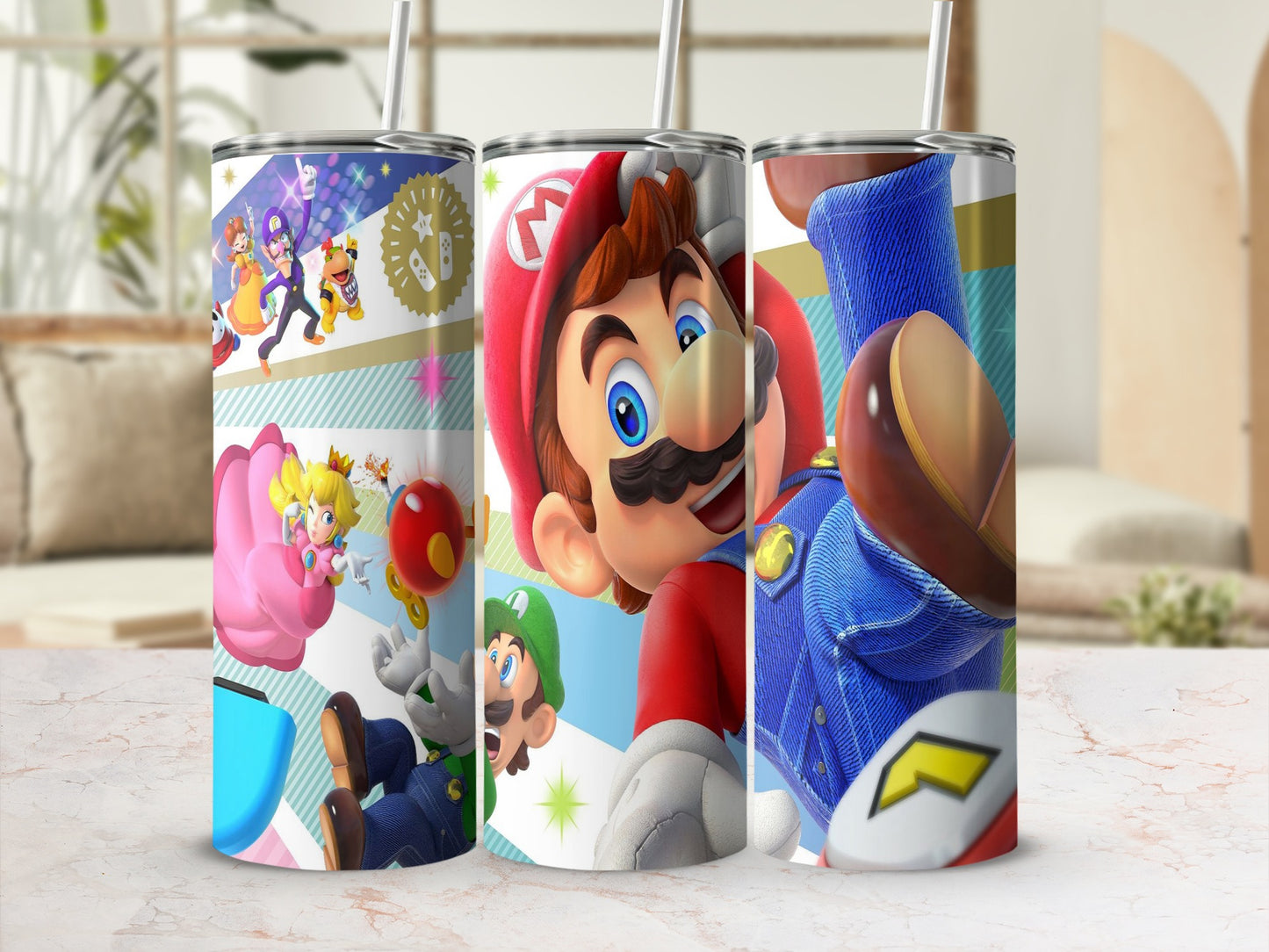Colorful Mario Characters Insulated Tumbler Cup Design