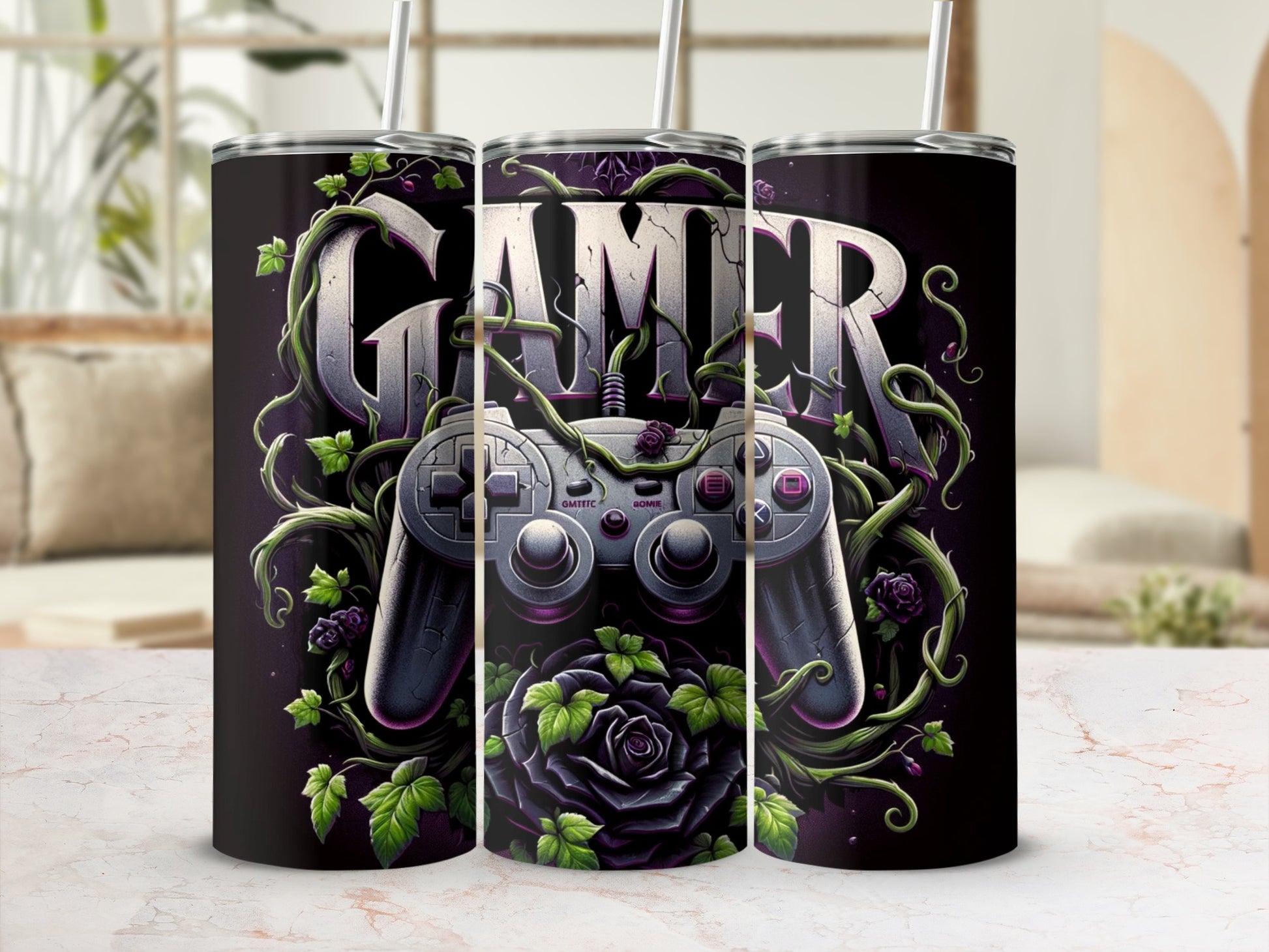 Dark Fantasy Gamer Controller Vines Rose Art product type