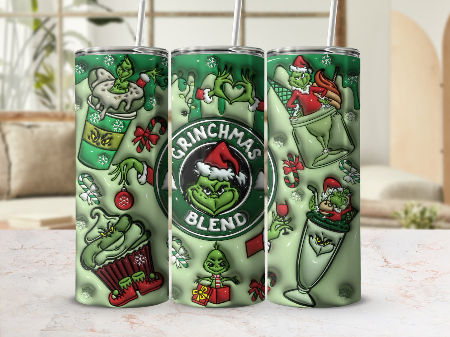 Funny Grinchmas Blend Tumbler with Holiday Graphics