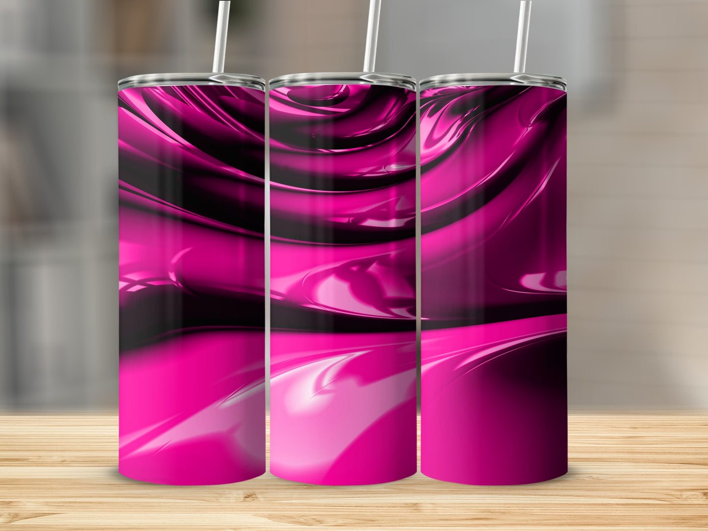Abstract Hot Pink Swirls Modern Art Design Tumblers