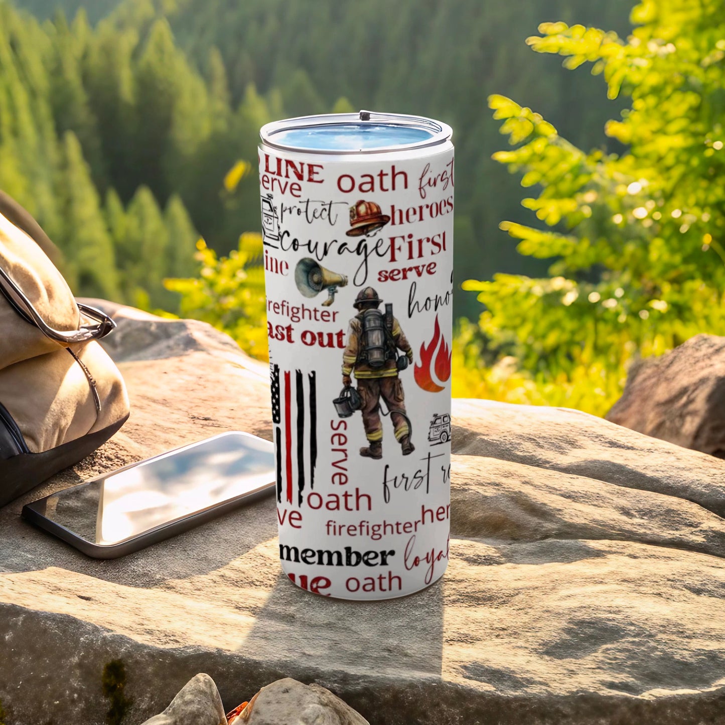 Firefighter Themed Travel Tumbler Oath Design