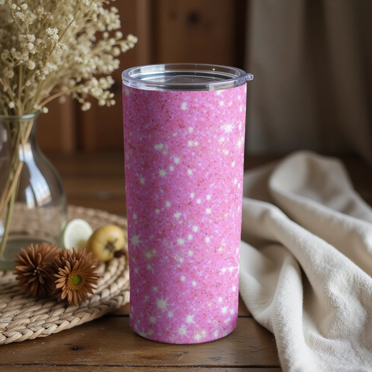 Sparkling Pink Starry Pattern Tumbler Product