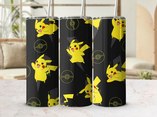 Pikachu Design Tumbler with Stainless Steel Straw