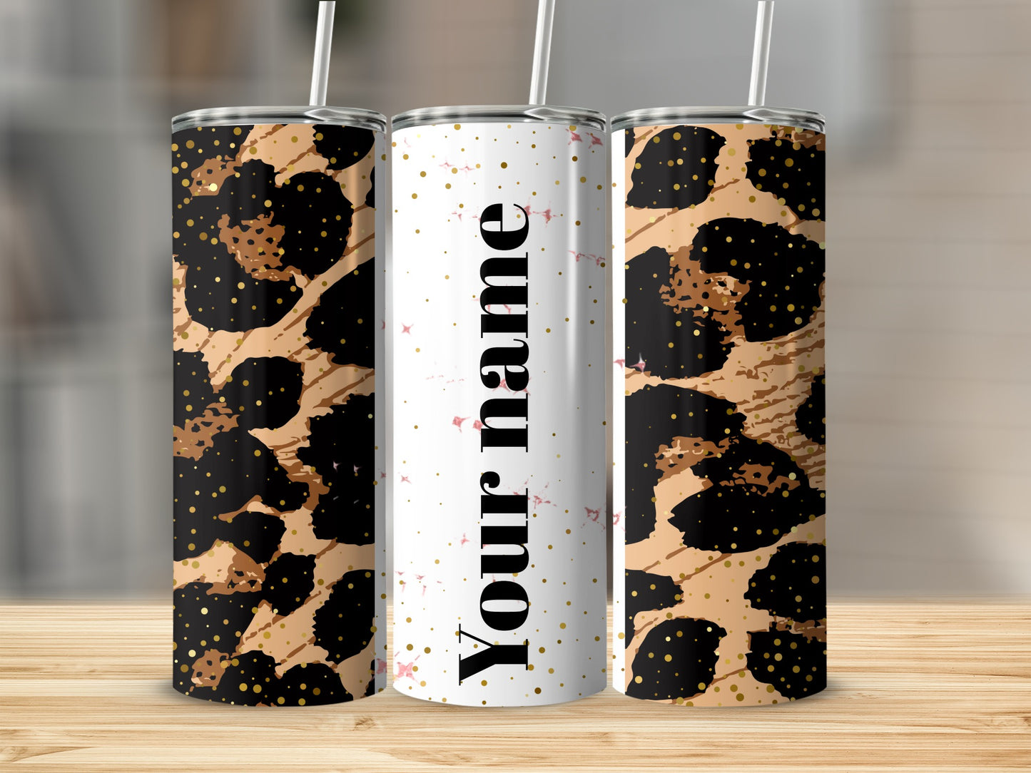 Customizable Leopard Print Tumbler with Personalized Name