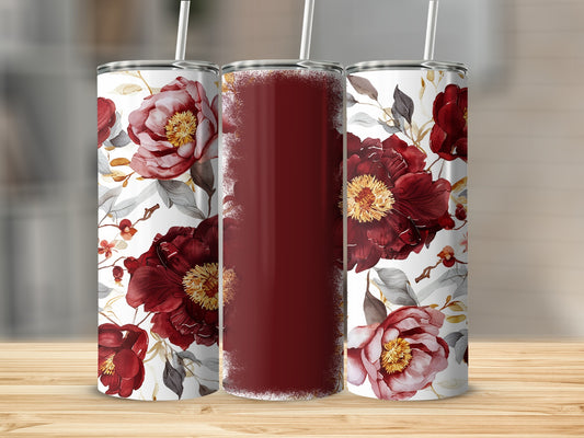Beautiful Floral Design with Red Flowers Tumbler Product
