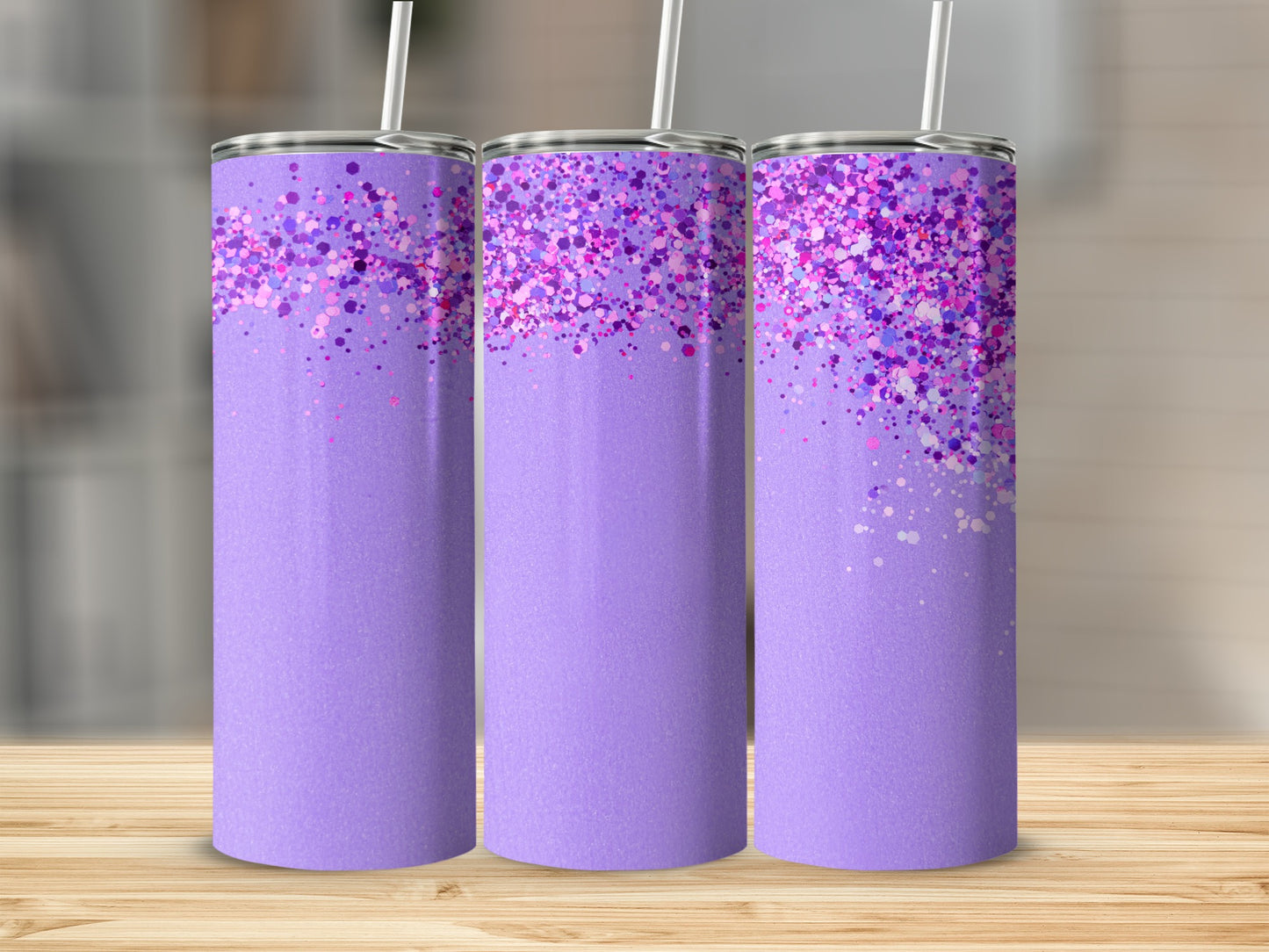 Sparkling Purple Glitter Gradient Tumbler Drinkware