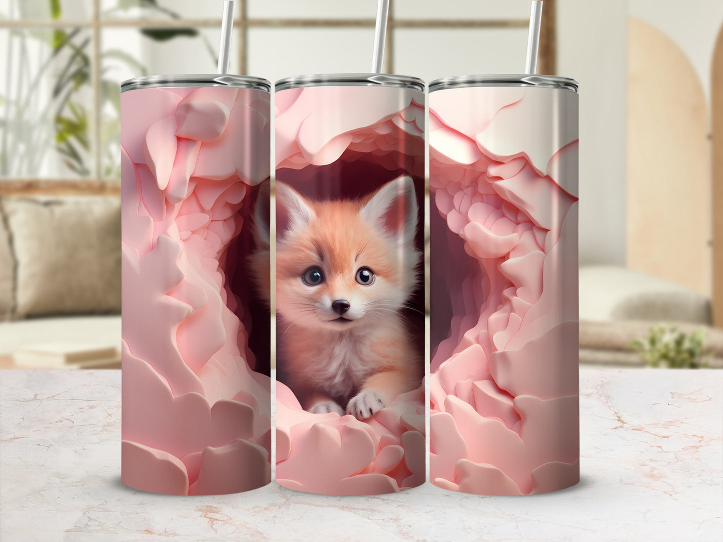 Adorable Fox Design Tumbler for Stylish Drinkware