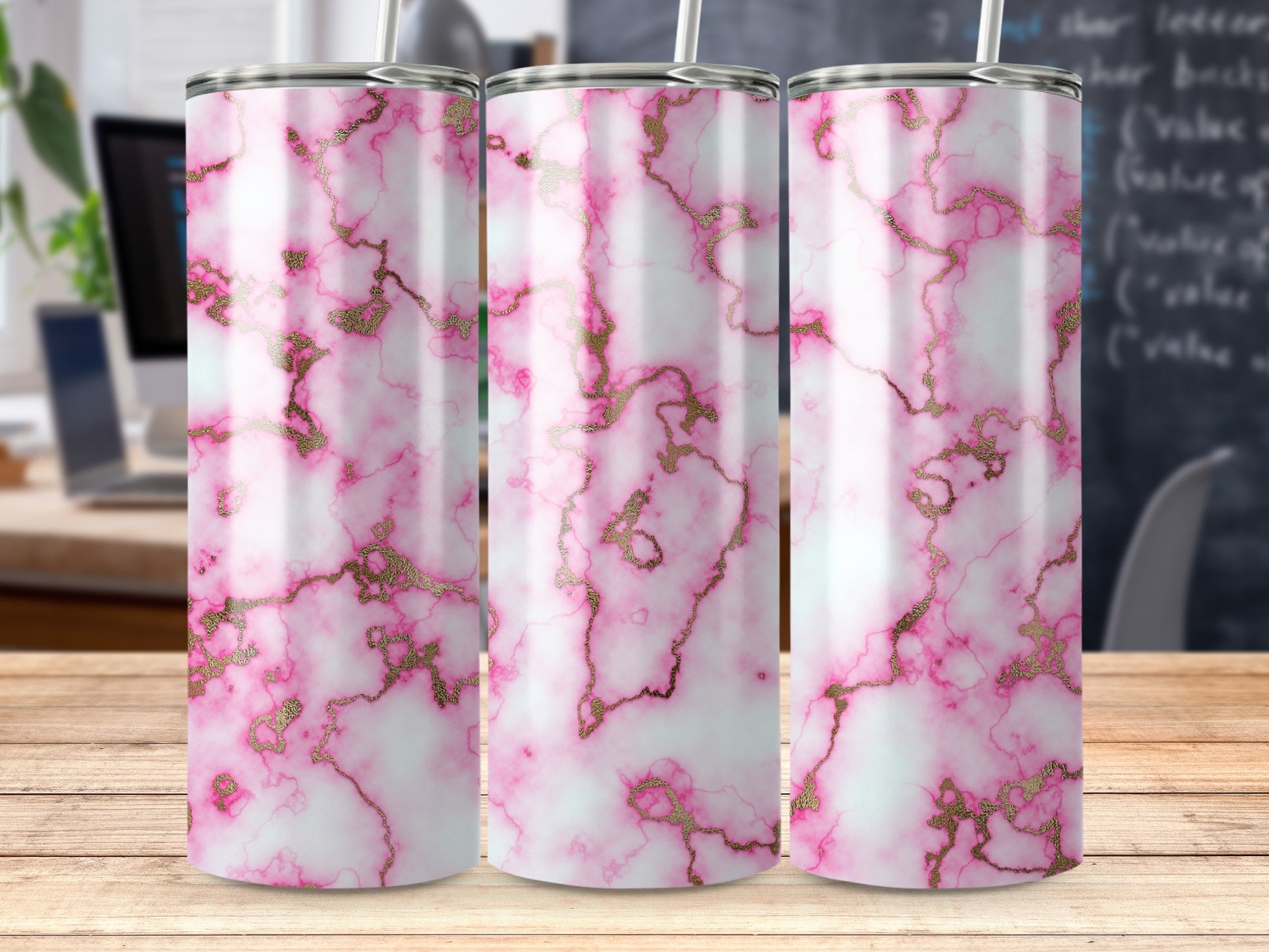Pink White Gold Marble Pattern Tumbler product type