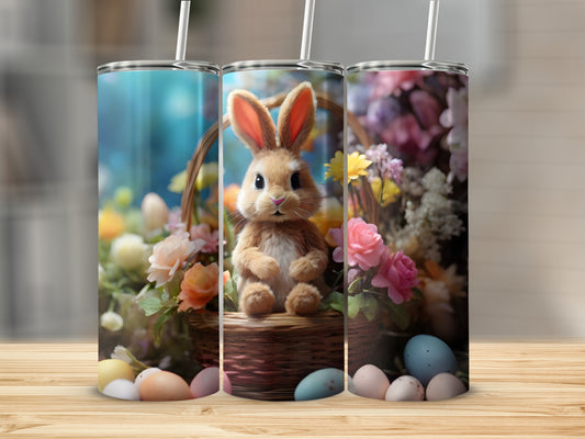 Cute Easter Bunny Basket Floral Eggs Design Tumbler product type