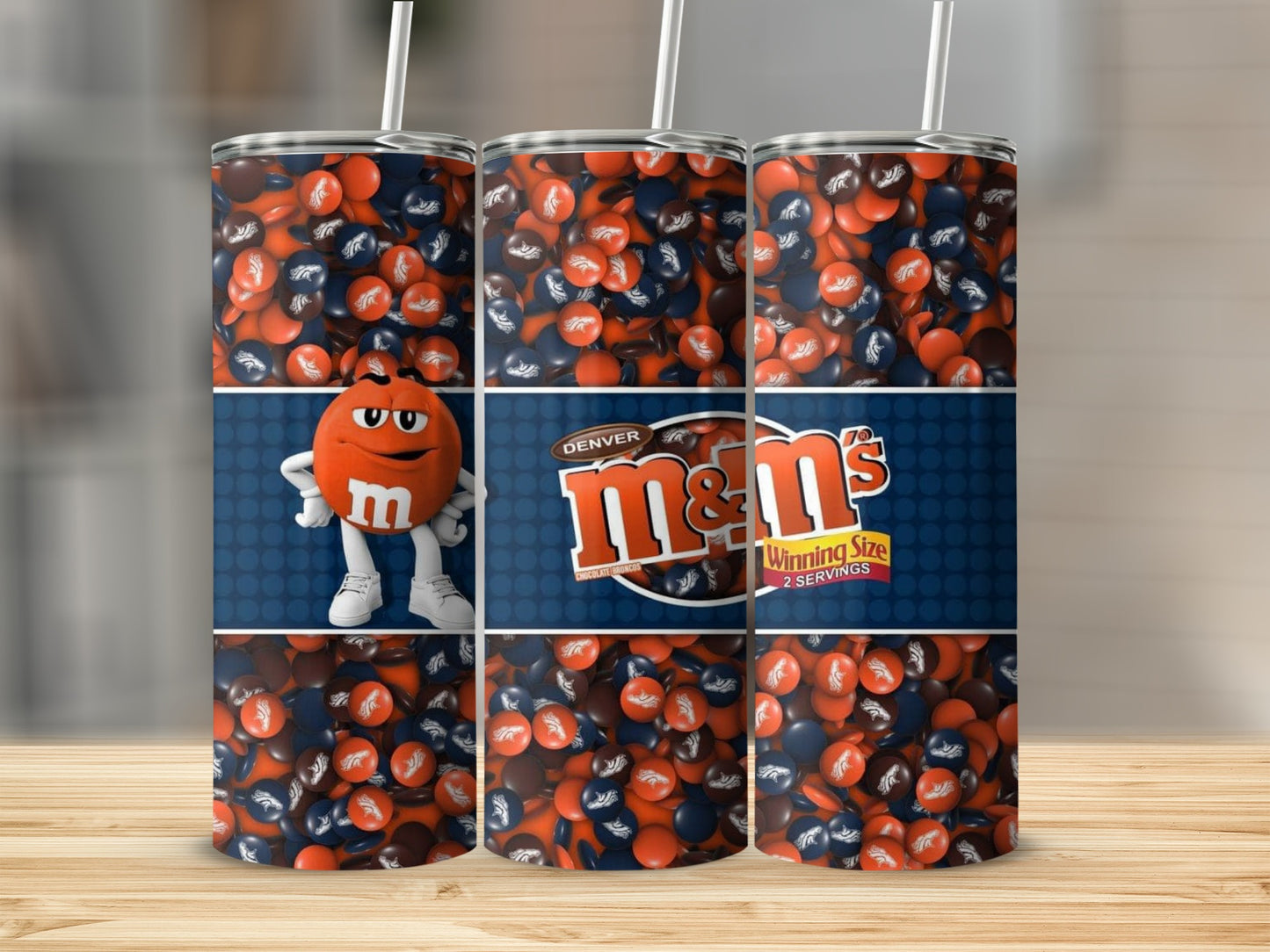 Denver Chocolate Broncos M&Ms Winning Size Pattern Tumblers