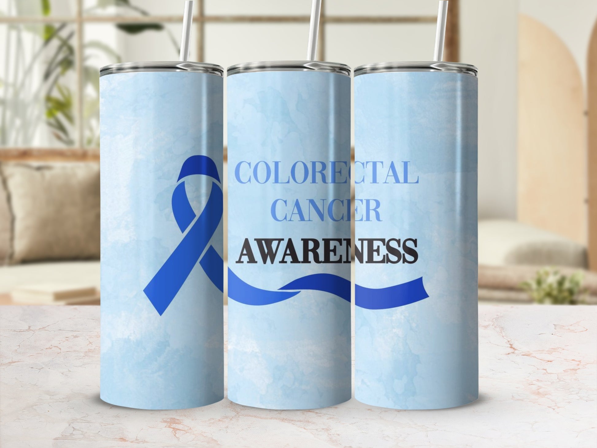 Colorectal Cancer Awareness Blue Ribbon Tumbler