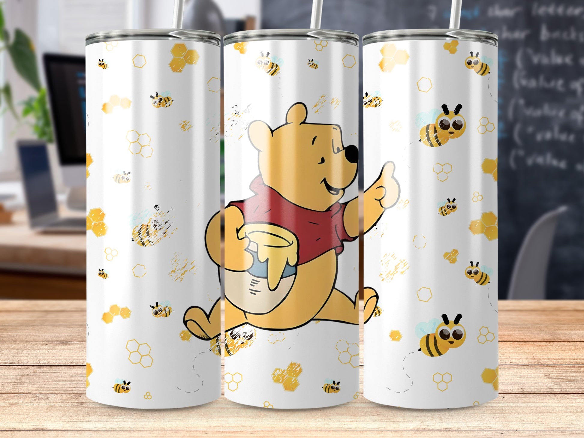 Winnie the Pooh Bees Theme Stainless Steel Tumbler