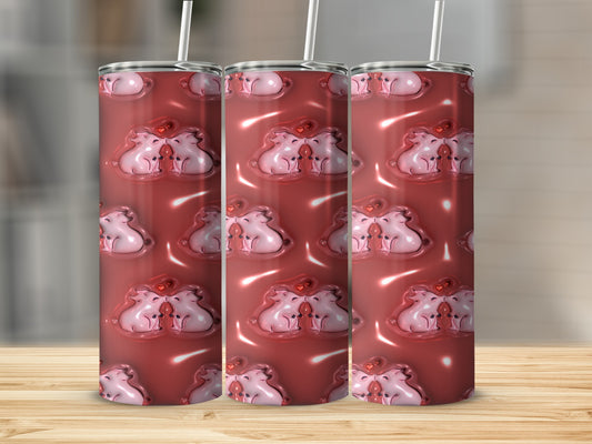 Adorable Cartoon Pig and Hearts Art Tumbler Product