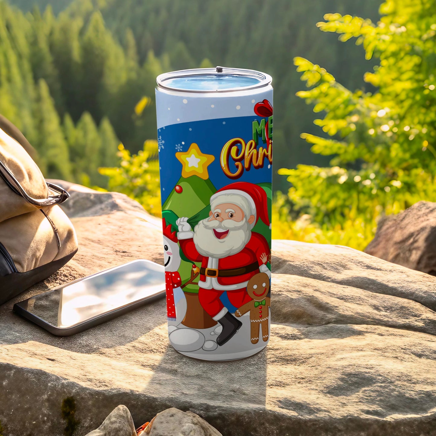 Merry Christmas Santa and Snowman Tumbler Cup