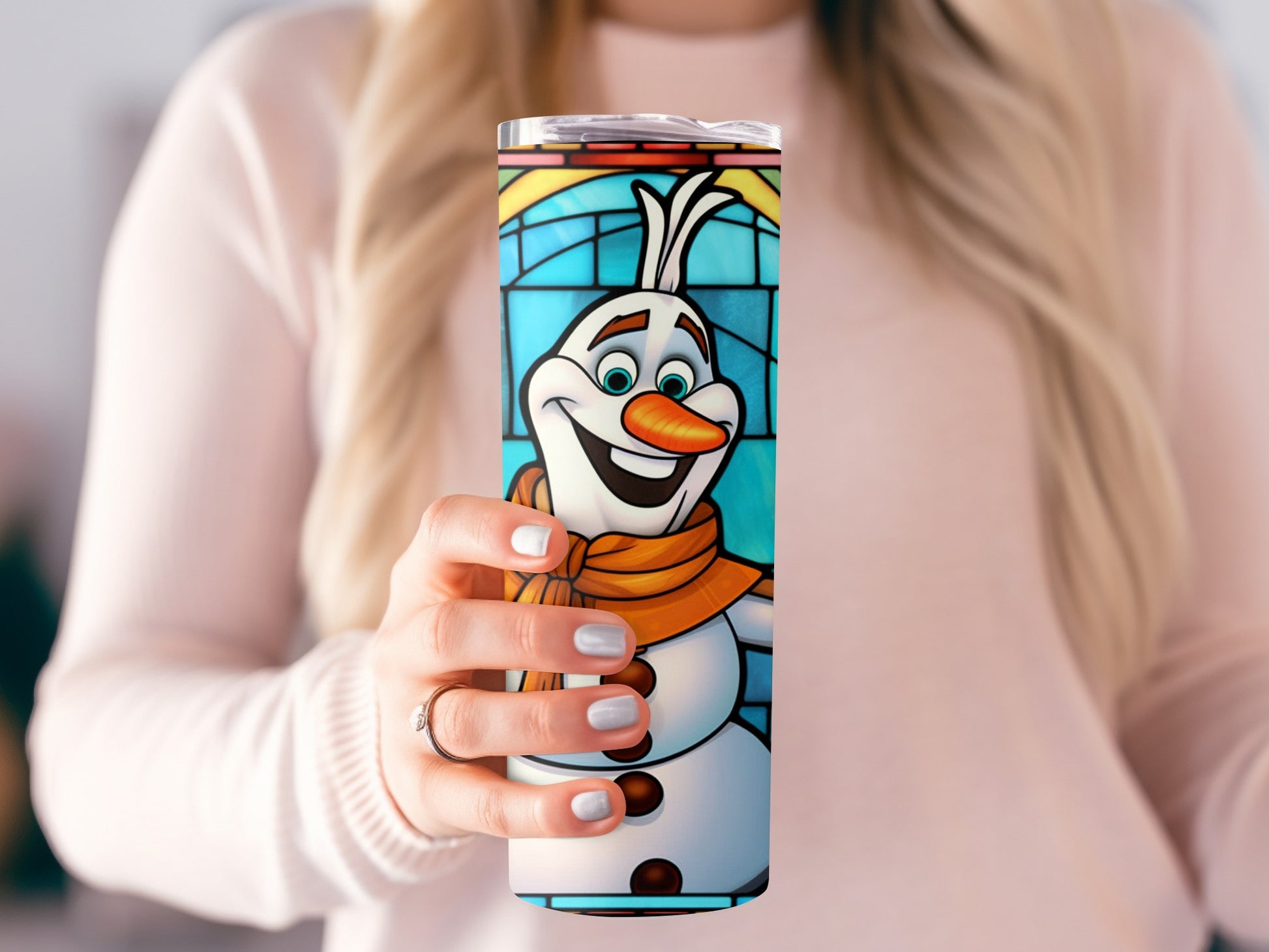 Olaf Themed Tumbler with Colorful Design Flask
