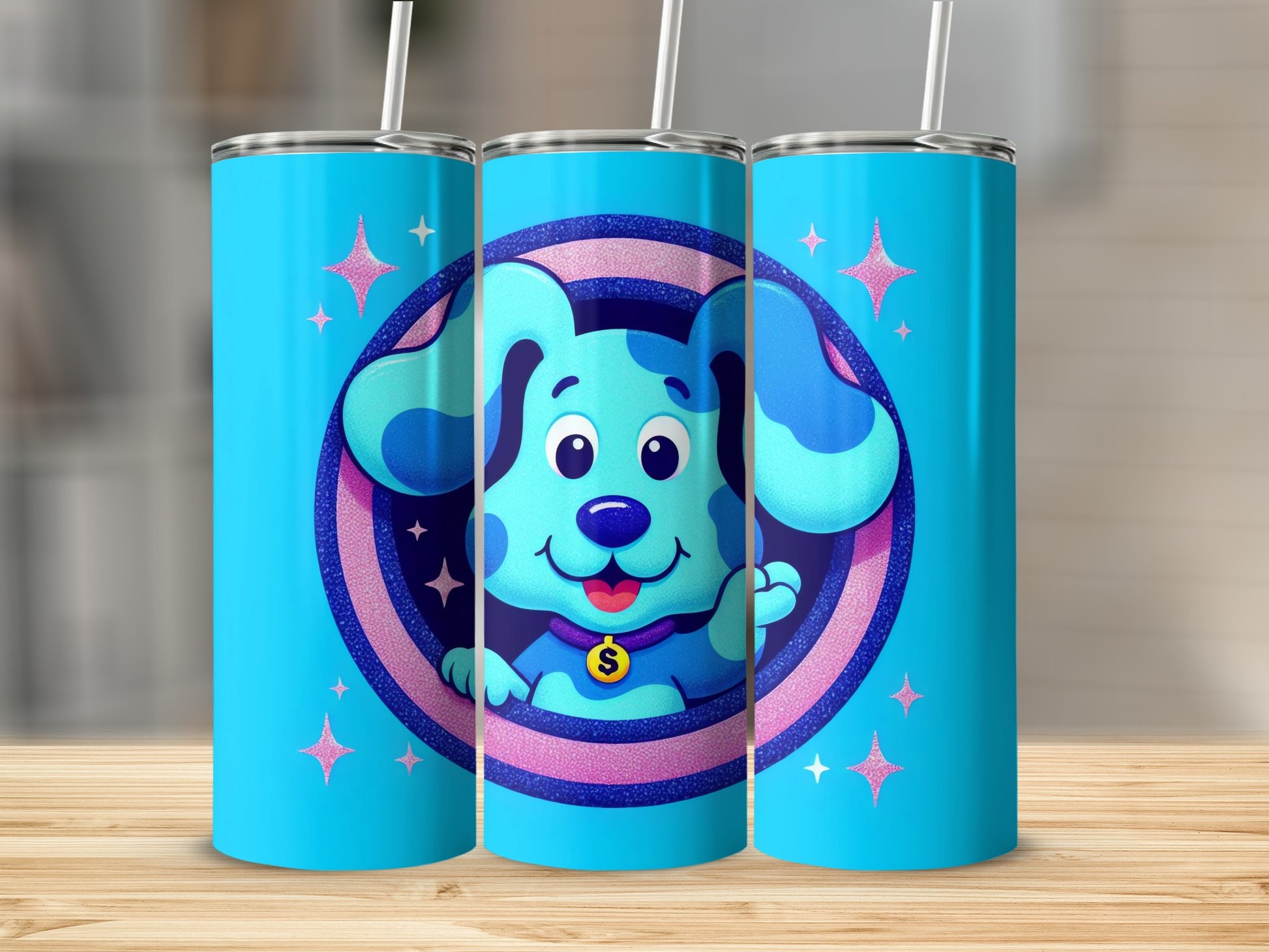 Adorable Blue Cartoon Dog Design Tumbler Product