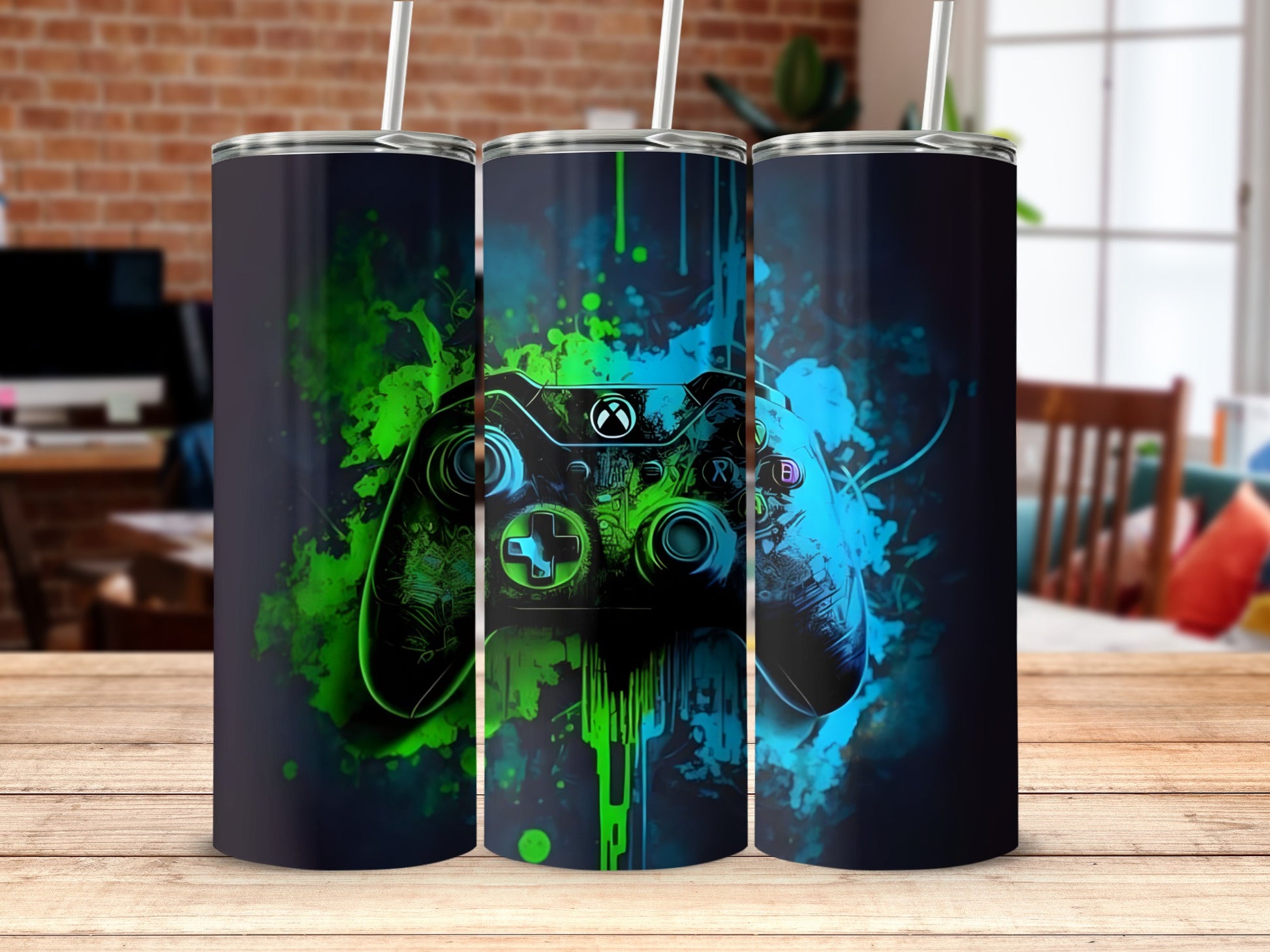 Gamer Controller Neon Splash Tumbler