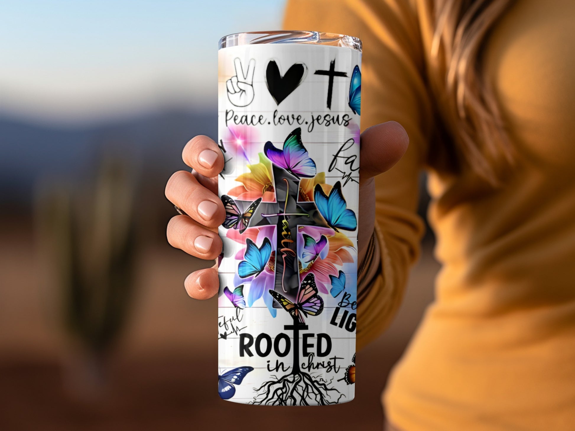 Peace Love Jesus Cross Religious Themed Tumbler Cup
