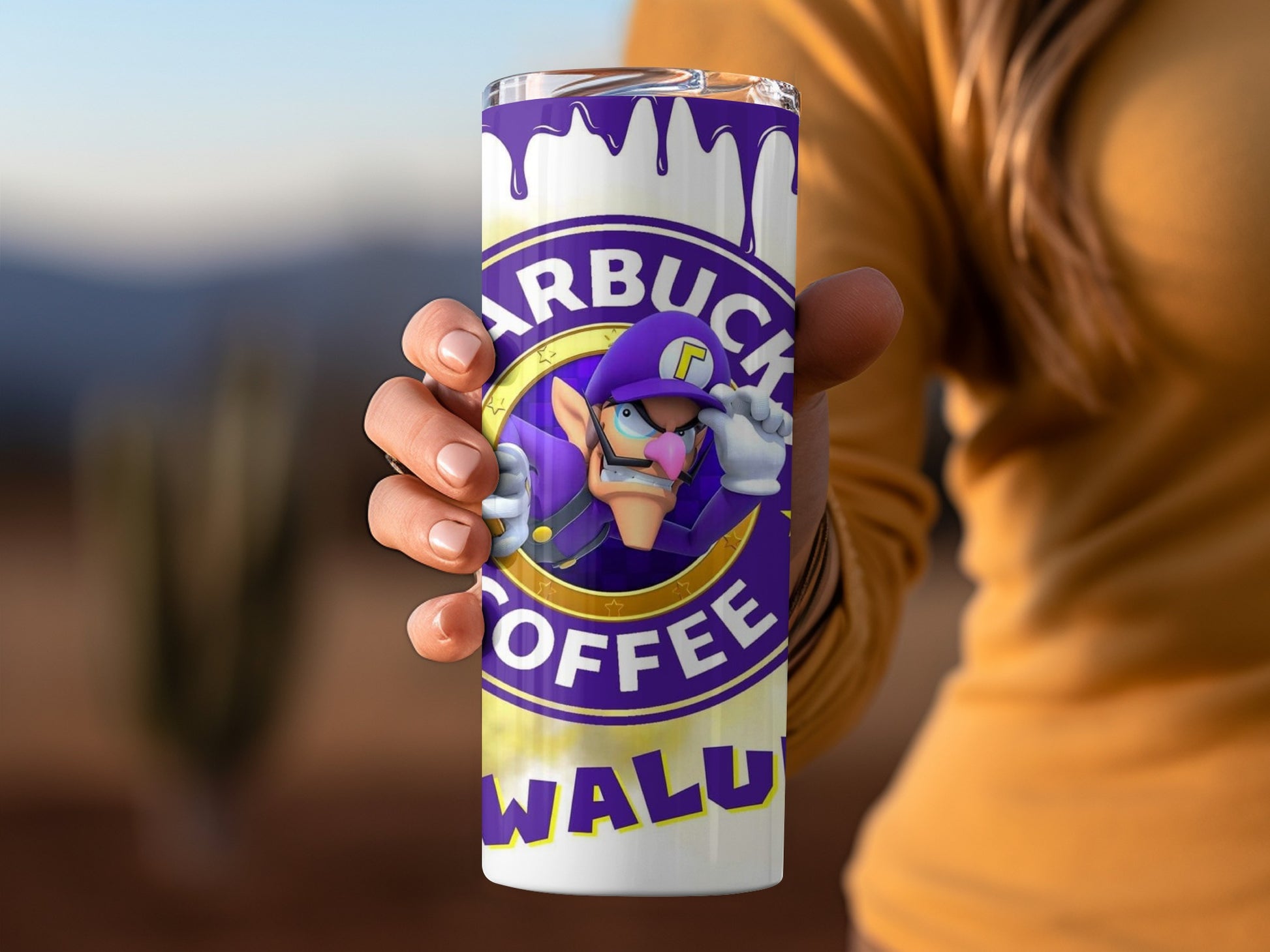 Waluigi Starbuck Coffee Themed White and Purple Tumbler