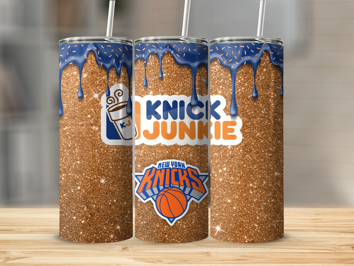 New York Knicks Themed Knick Junkie Glitter Tumbler
