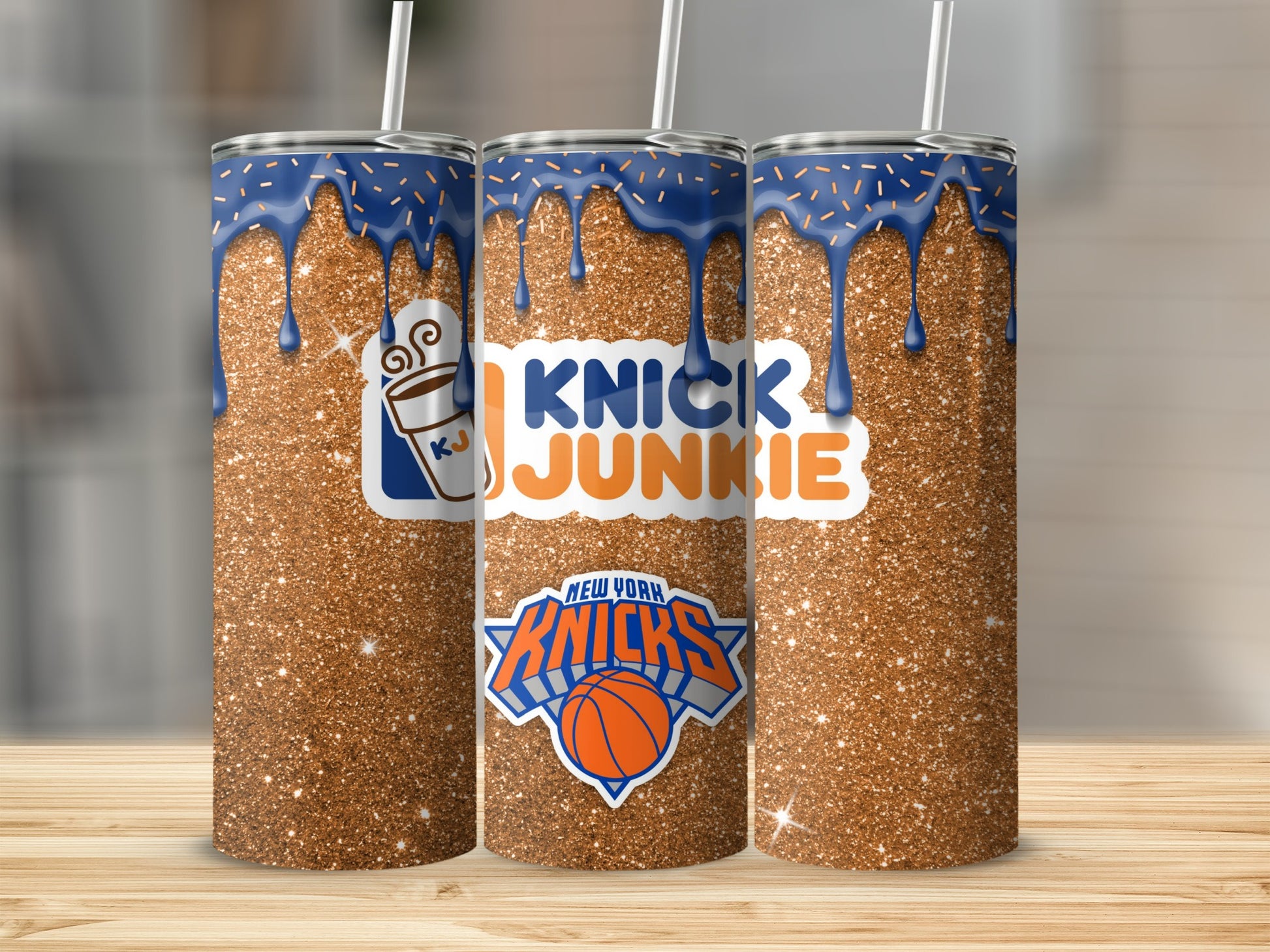 New York Knicks Themed Knick Junkie Glitter Tumbler