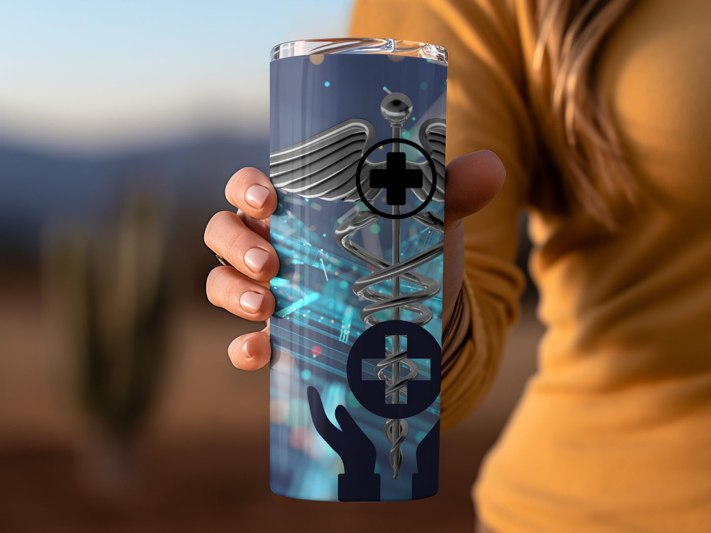 Medical Caduceus Design Thermal Travel Mug Cup Flask
