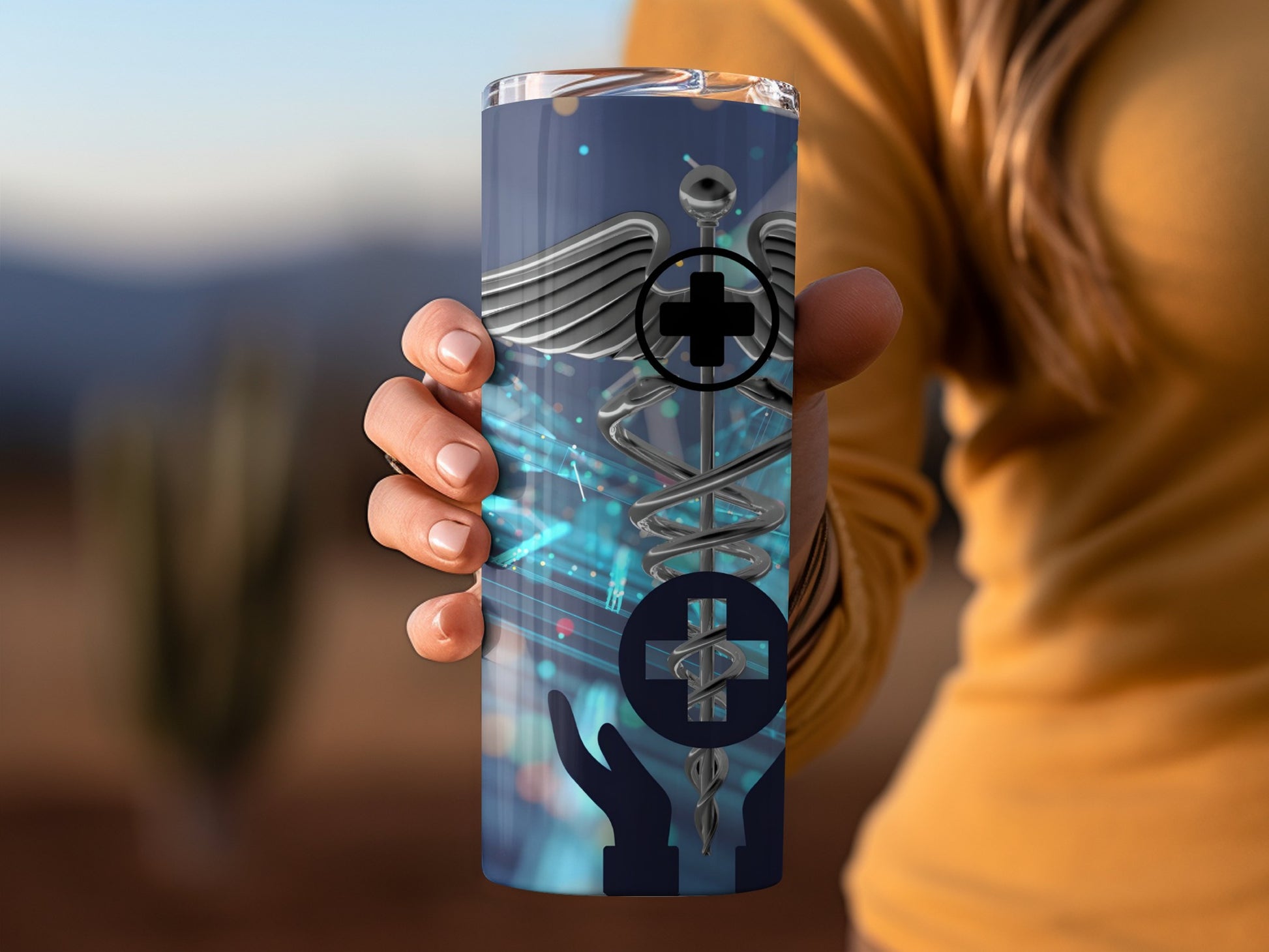 Medical Caduceus Design Thermal Travel Mug Cup Flask