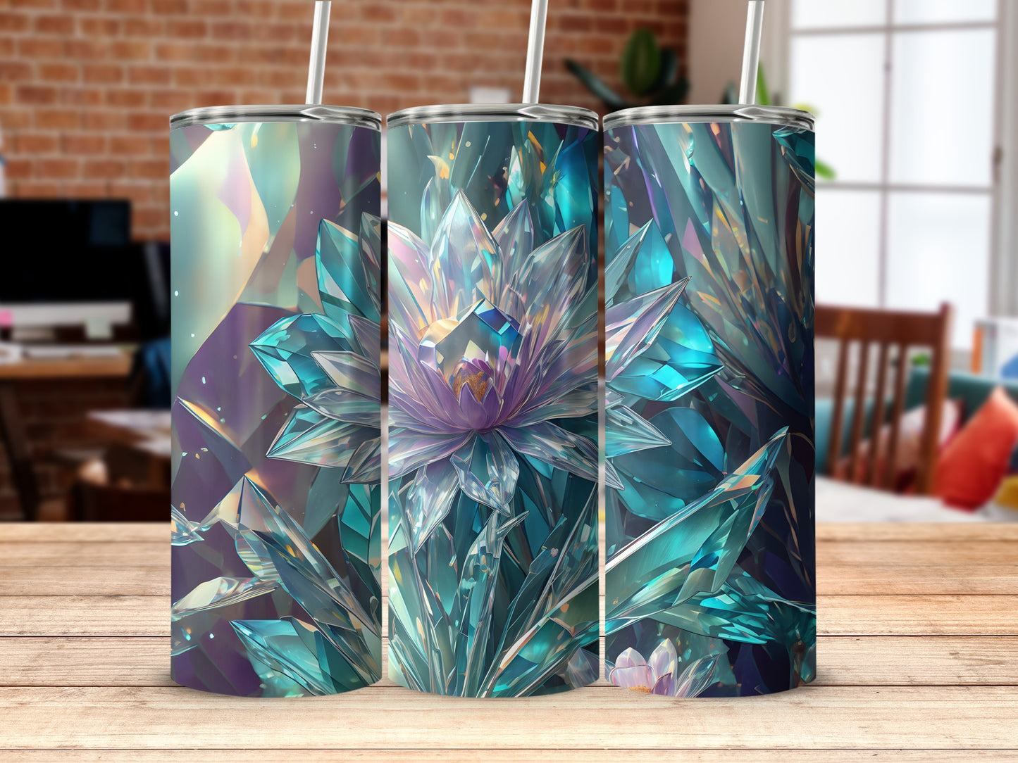 Crystalline Teal Purple Lotus Blossom Magical Tumbler product type