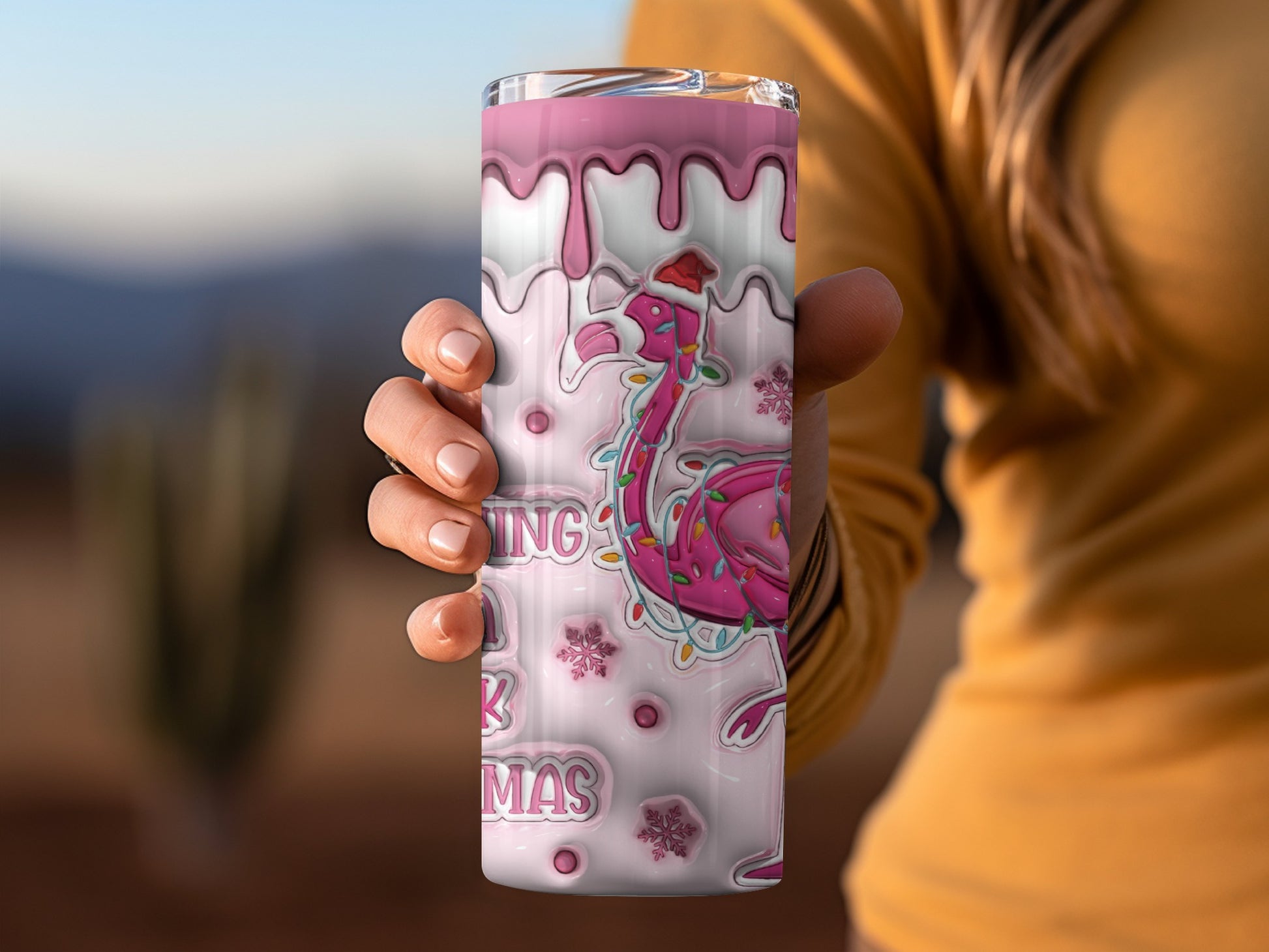 Pink Christmas Flamingo Tumbler for Holiday Celebrations