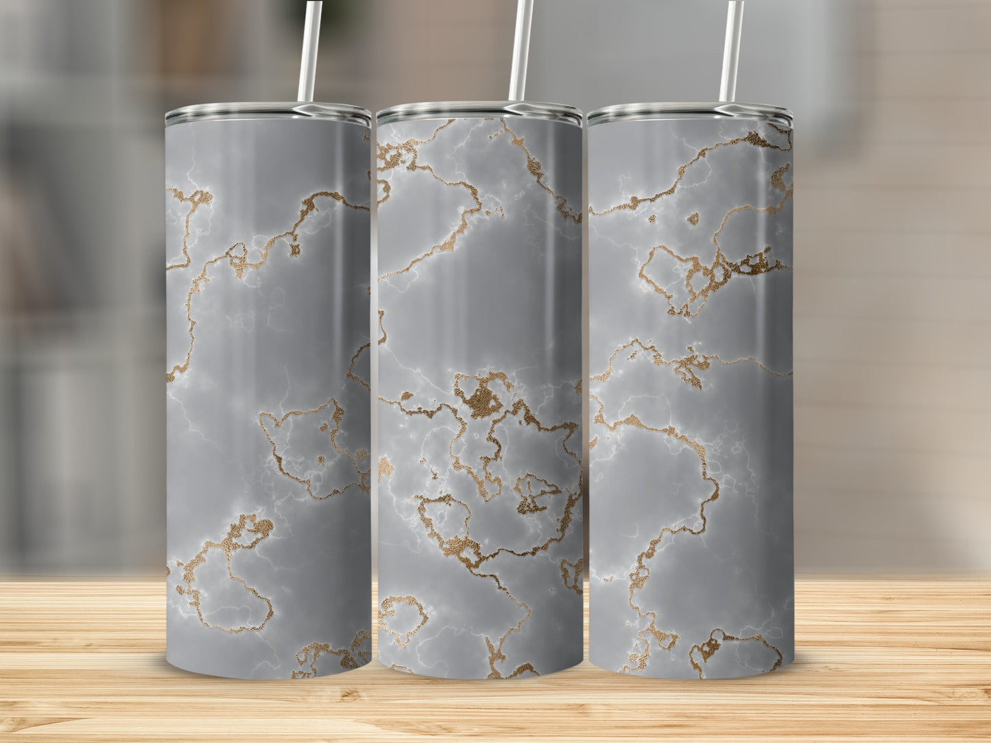 Stylish Gray And Golden Textured Abstract Design Tumblers
