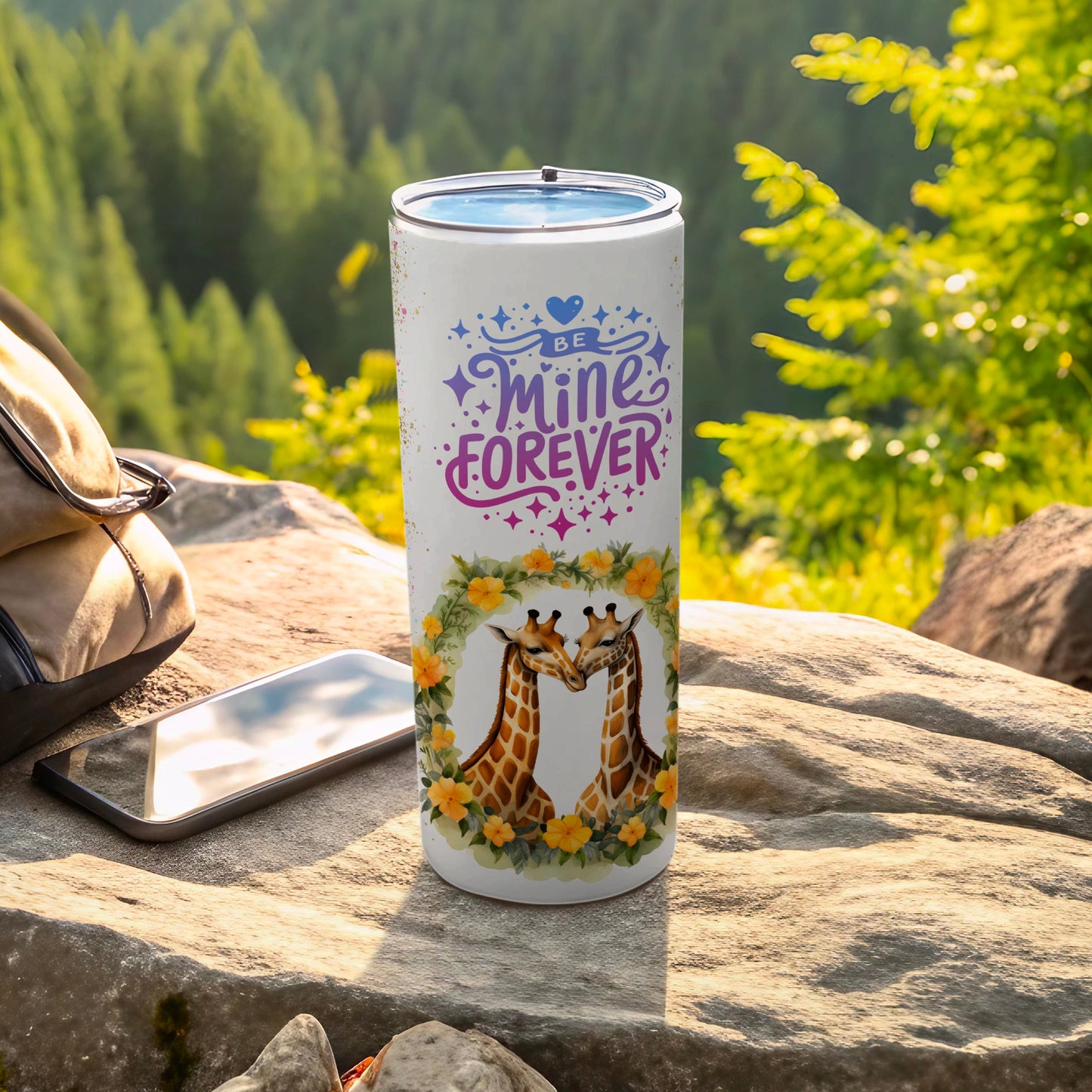 Be Mine Forever Giraffes Illustration Travel Mug
