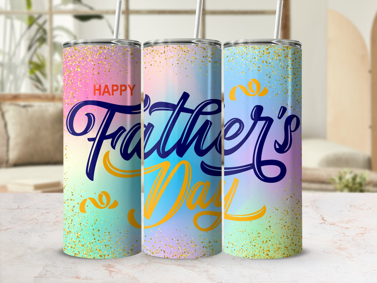 Happy Father's Day Gradient Travel Tumbler Cup