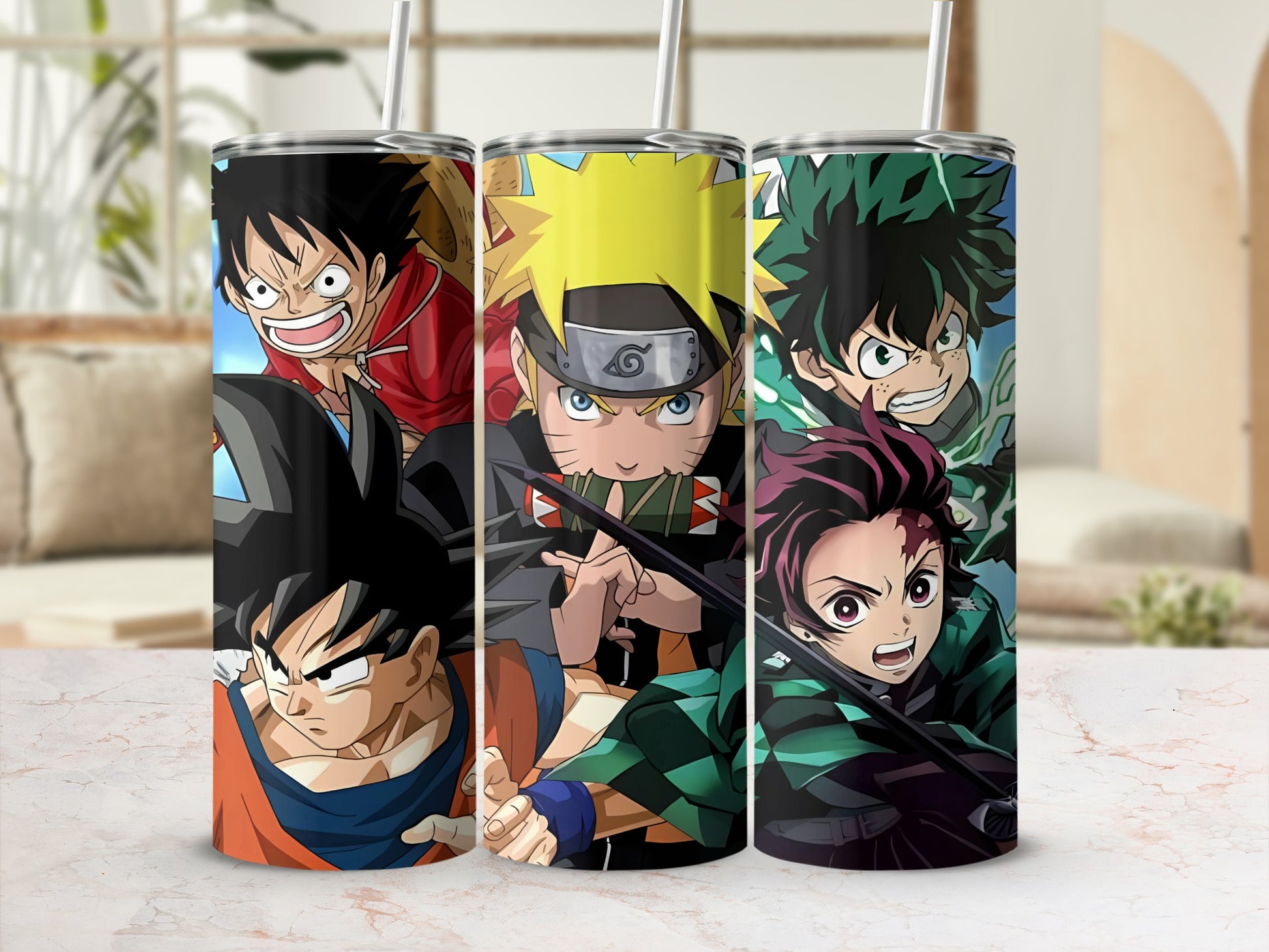 Anime Characters Print Tumbler Flask for Fans Gifts