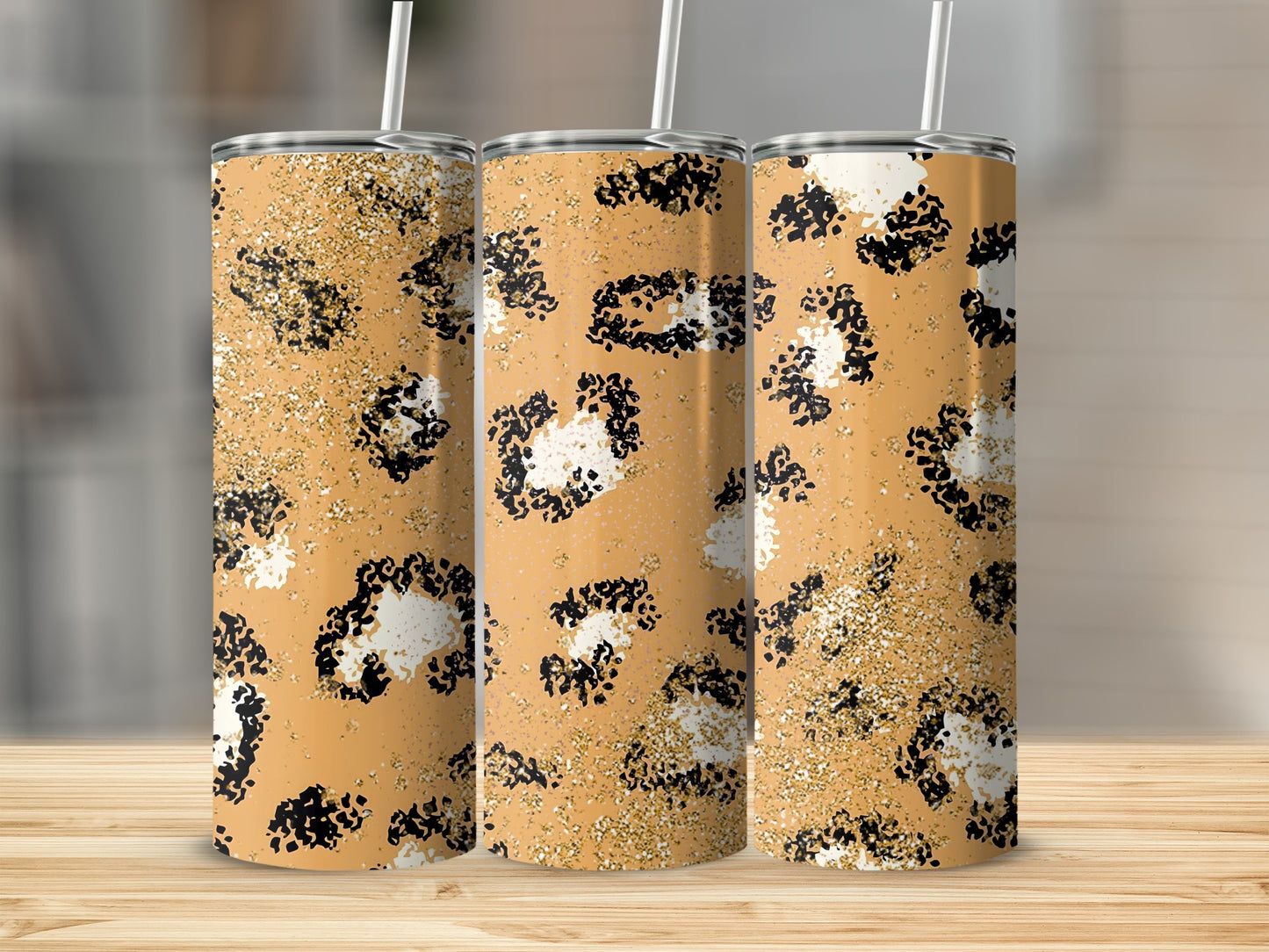Leopard Print Glitter Tumbler for Your Favorite Drinks